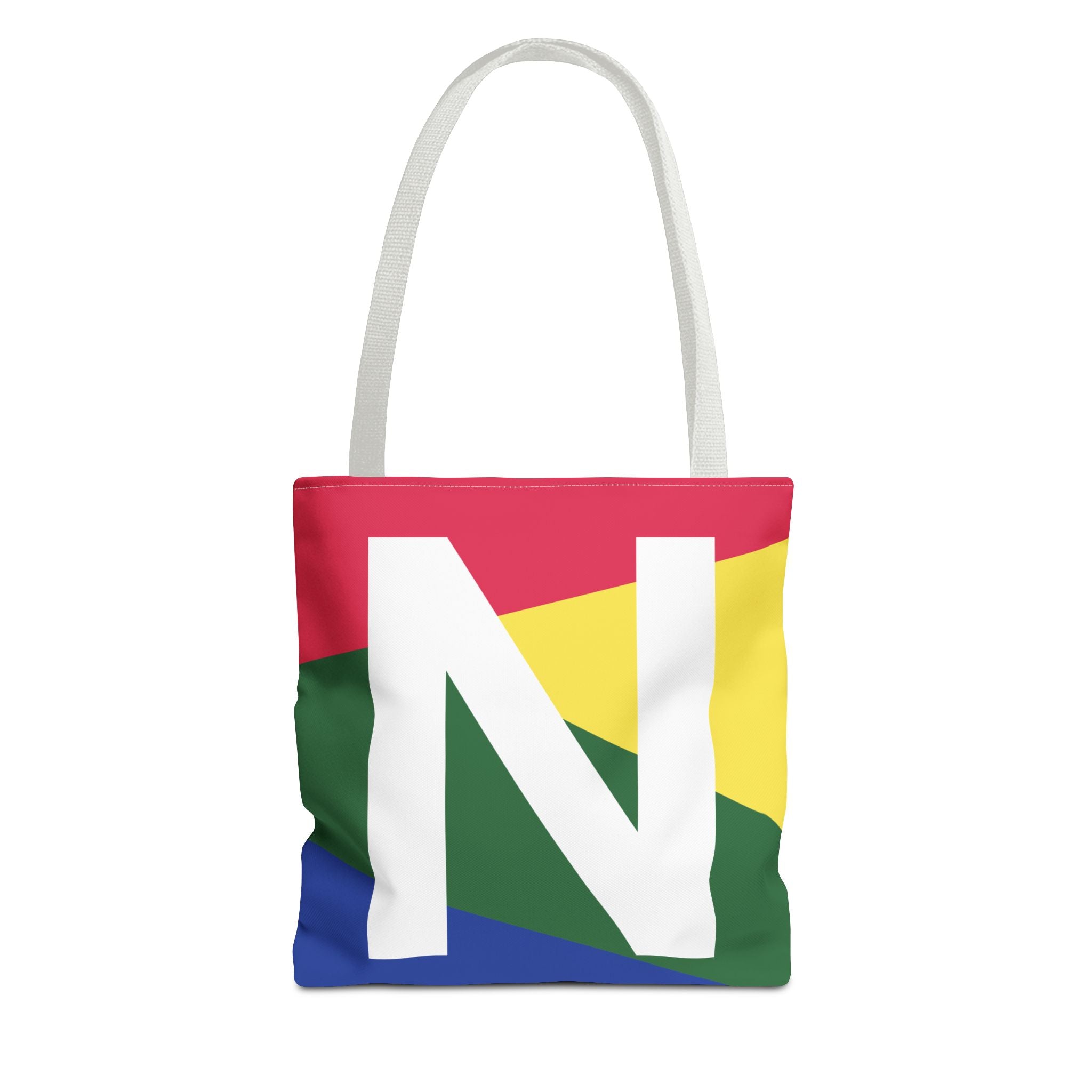 Monogram 'N' Colorblock Tote Bag — Personalized Initial N Shoulder Tote