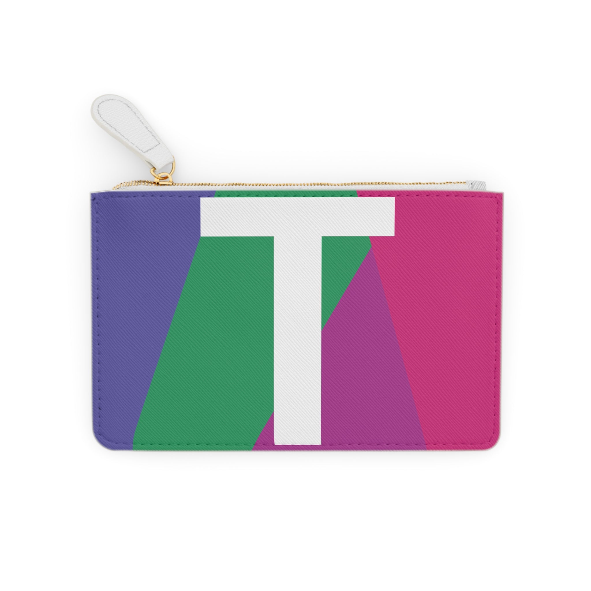 Initial T Mini Clutch — Colorblock Monogram Wristlet Wallet