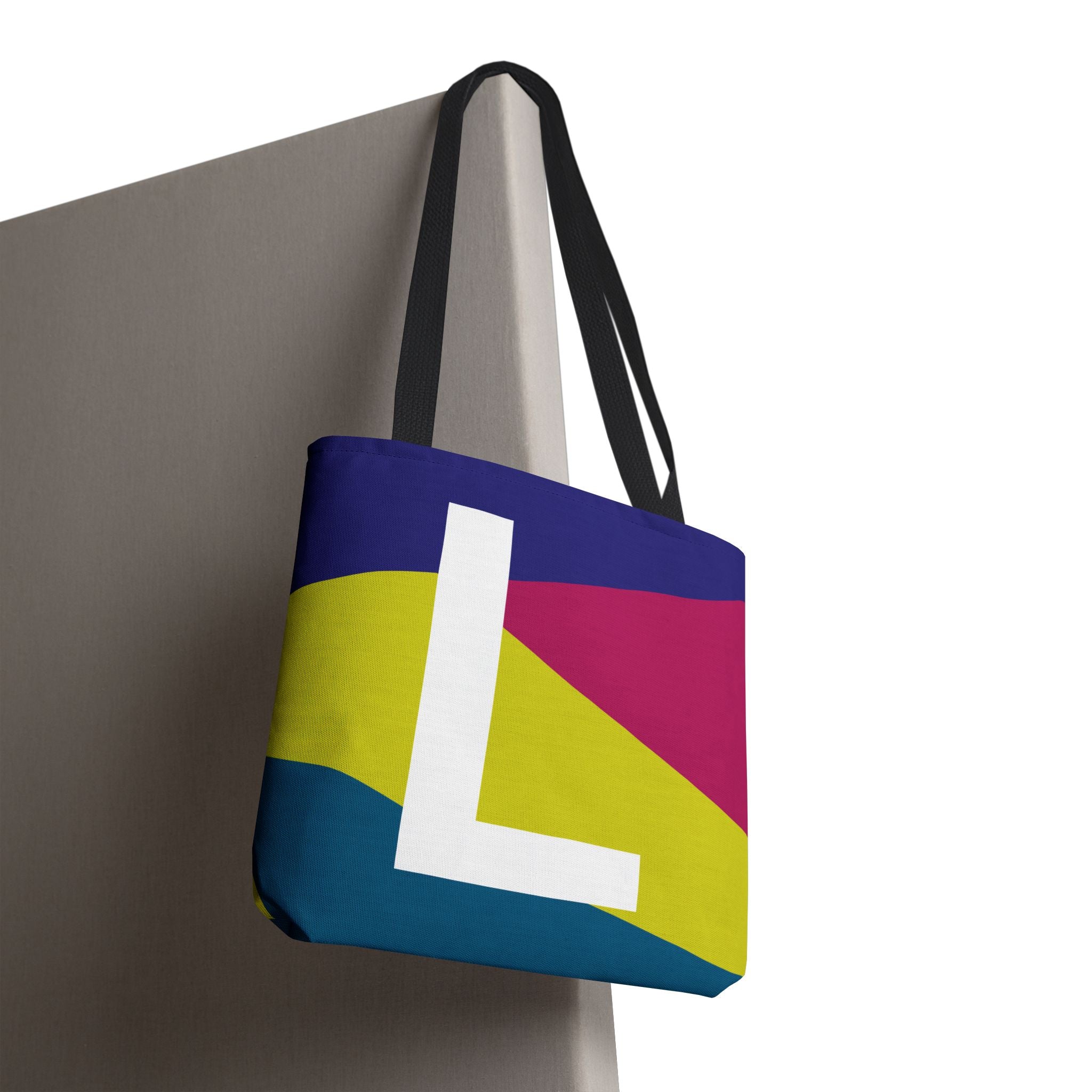 Monogram 'L' Colorblock Tote Bag — Personalized Initial L Shoulder Tote