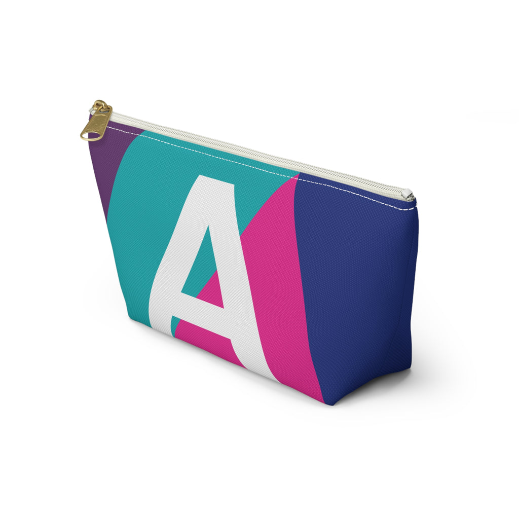 Initials Colorblock Accessory Pouch — Monogram A T-Bottom Cosmetic Bag