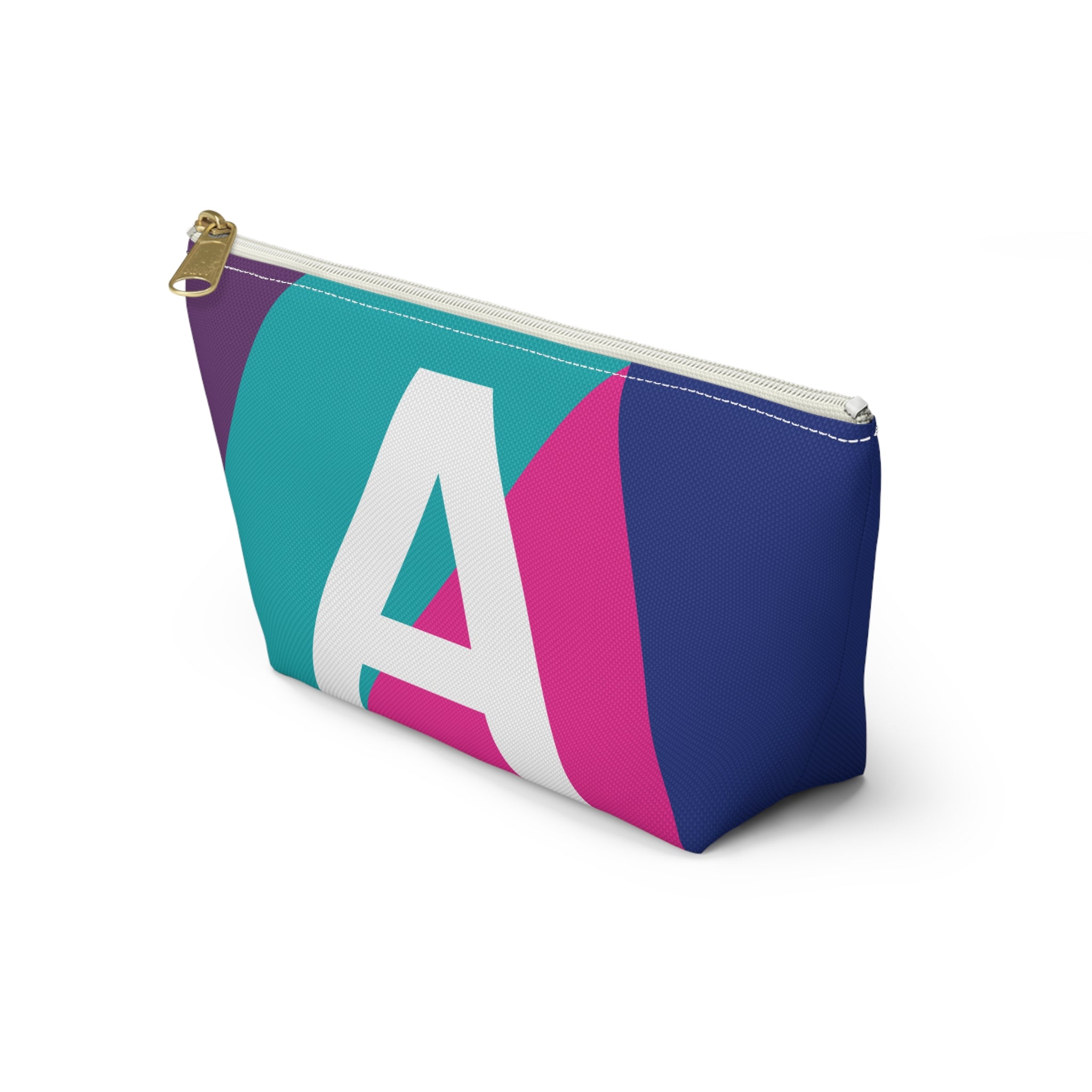 Initials Colorblock Accessory Pouch — Monogram A T-Bottom Cosmetic Bag