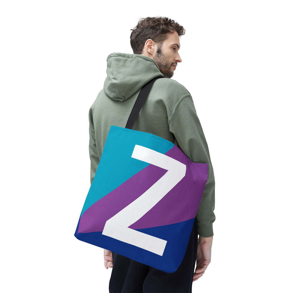 Monogram 'Z' Colorblock Tote Bag — Personalized Initial Z Shoulder Tote