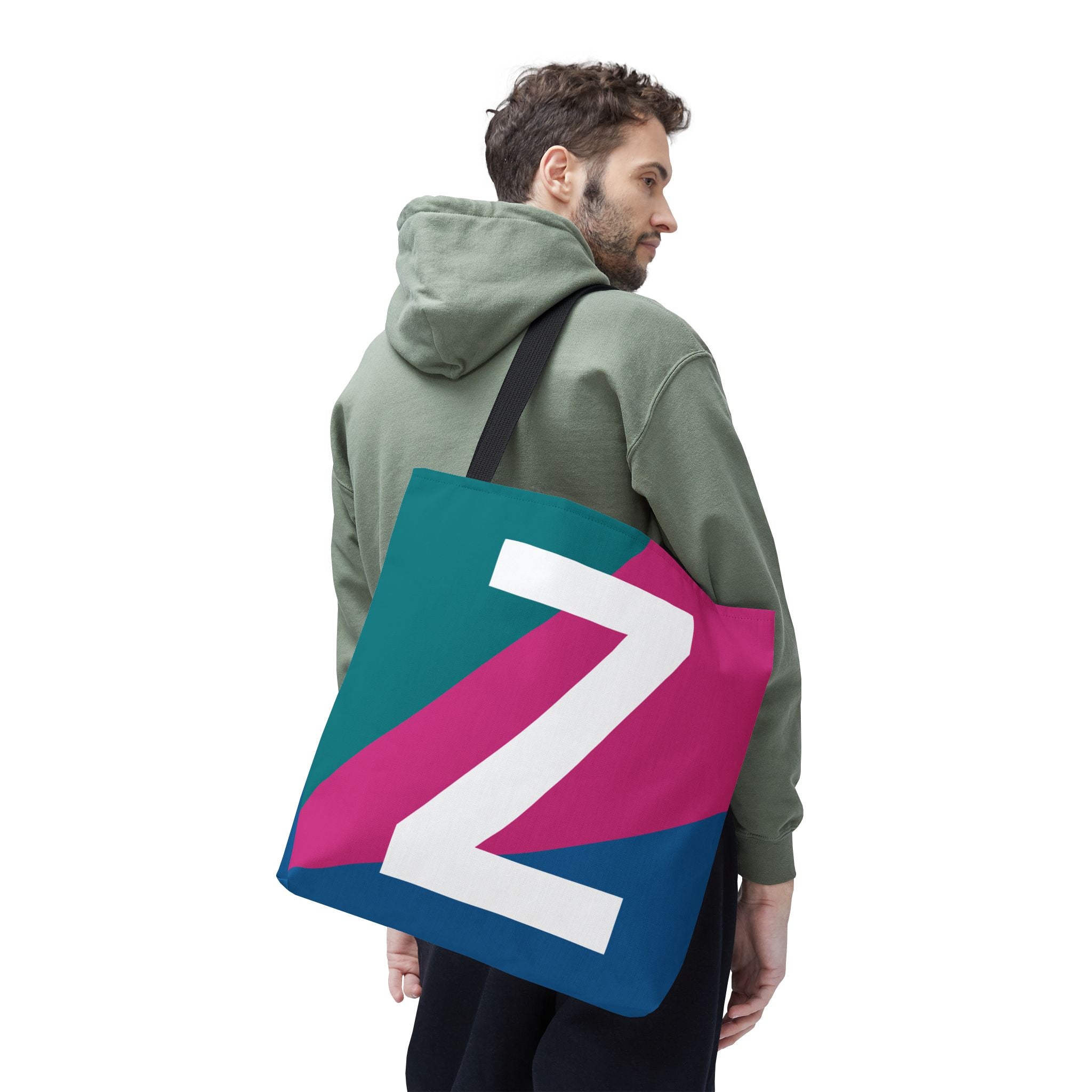Monogram 'Z' Colorblock Tote Bag — Personalized Initial Z Shoulder Tote