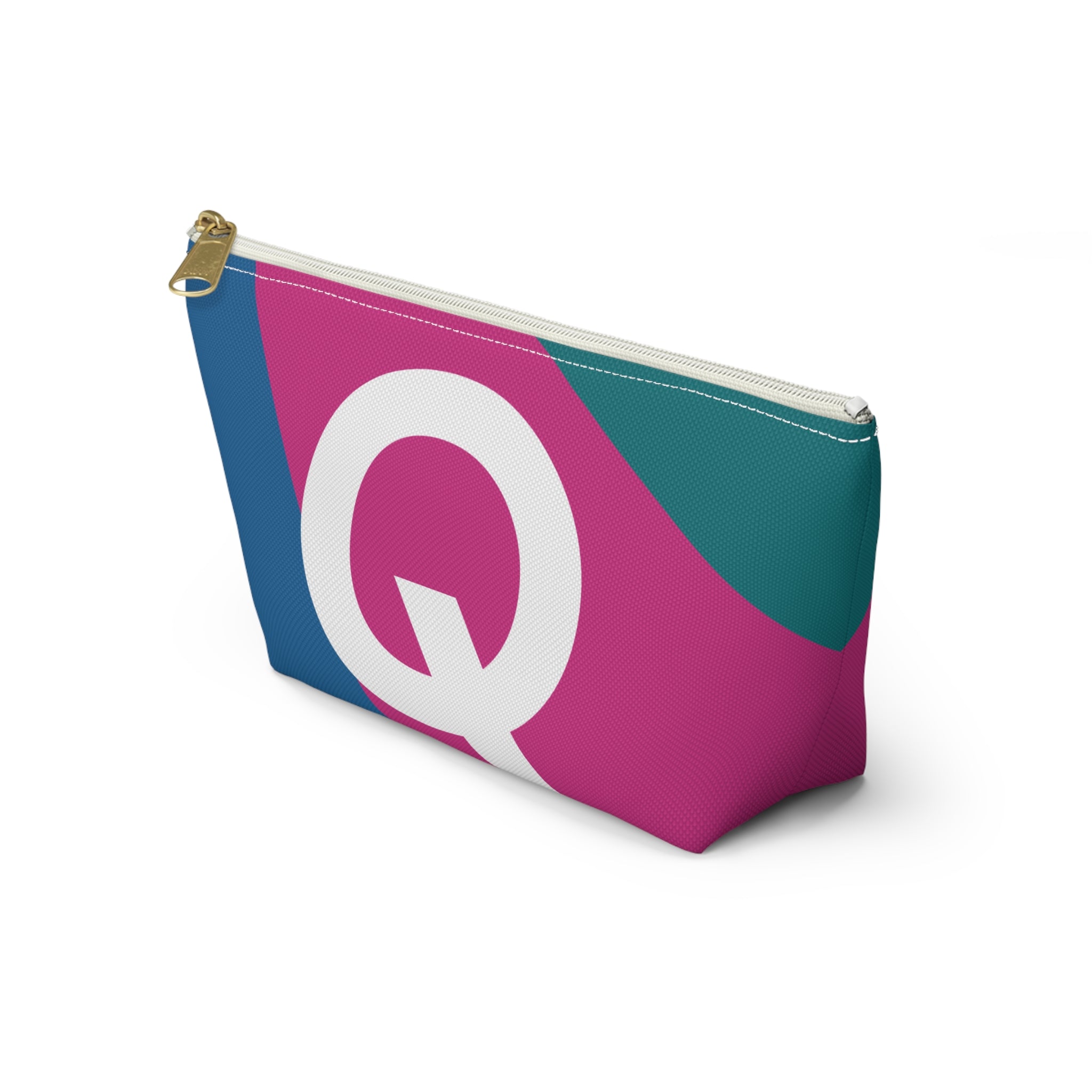 Initials Colorblock Accessory Pouch — Monogram Q T-Bottom Cosmetic Bag