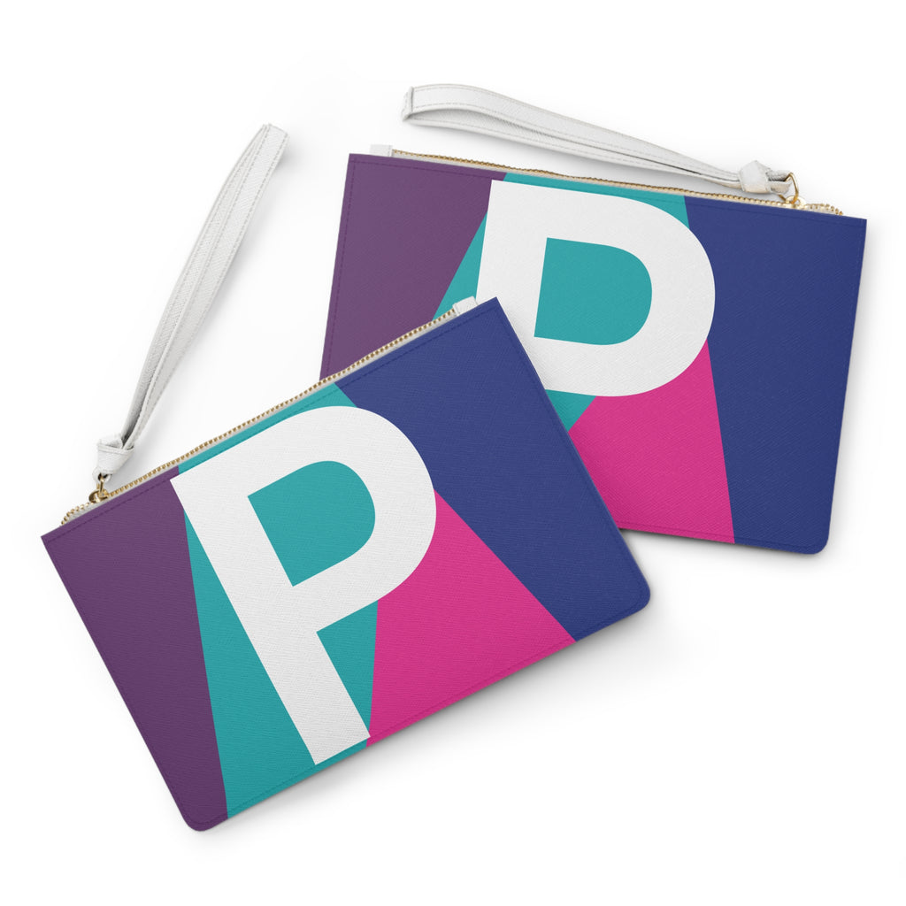 Monogram 'P' Colorblock Clutch Bag — Bold Geometric Wristlet for Everyday & Gifts