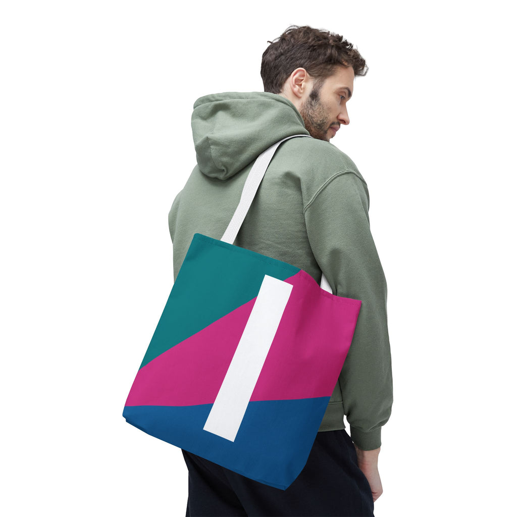 Monogram 'I' Colorblock Tote Bag — Personalized Initial I Shoulder Tote
