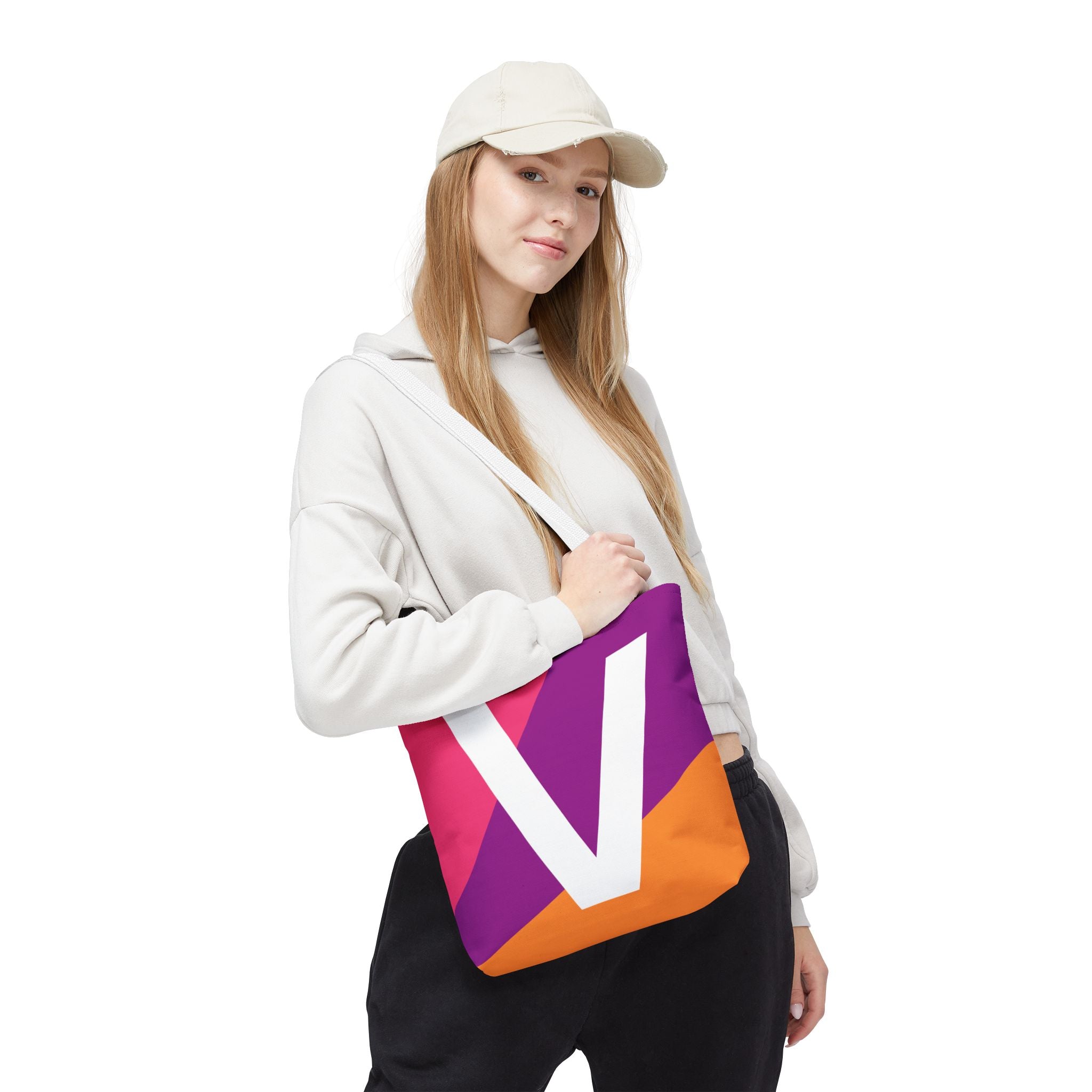 Monogram 'V' Colorblock Tote Bag — Personalized Initial V Shoulder Tote