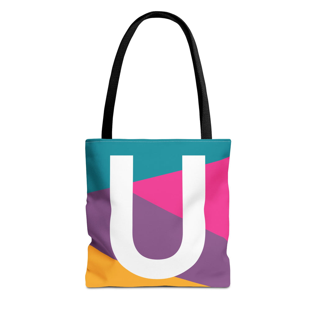 Monogram 'U' Colorblock Tote Bag — Personalized Initial U Shoulder Tote
