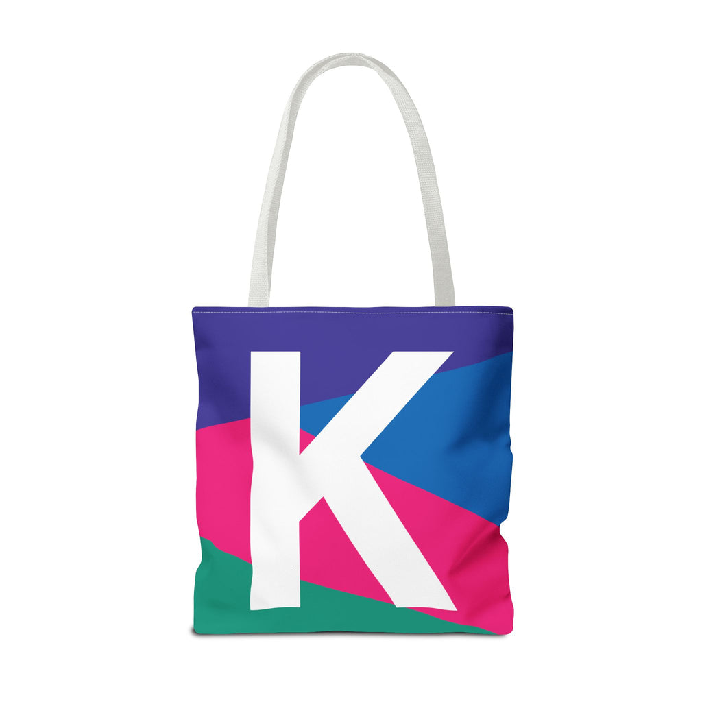Monogram 'K' Colorblock Tote Bag — Personalized Initial K Shoulder Tote