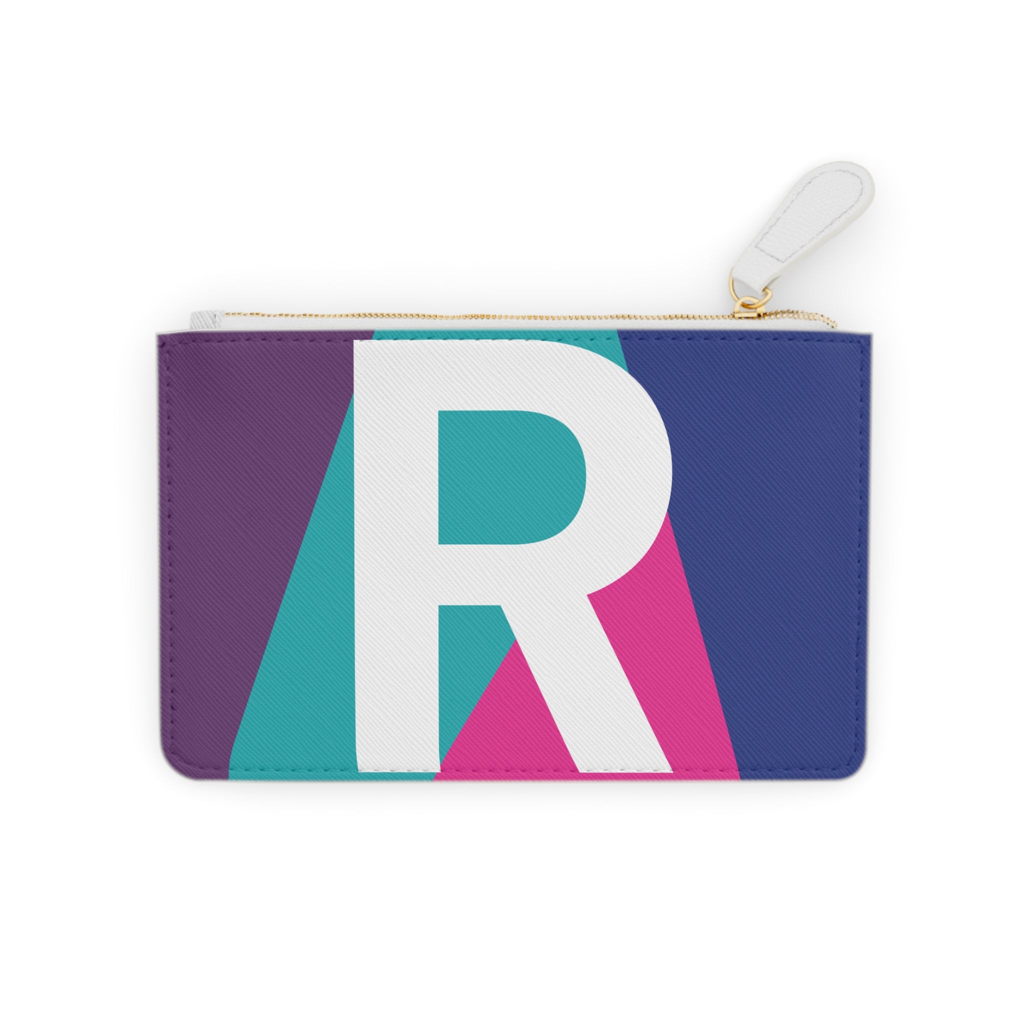 Initial R Mini Clutch — Colorblock Monogram Wristlet Wallet