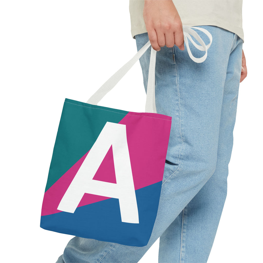 Monogram 'A' Colorblock Tote Bag — Personalized Initial A Shoulder Tote