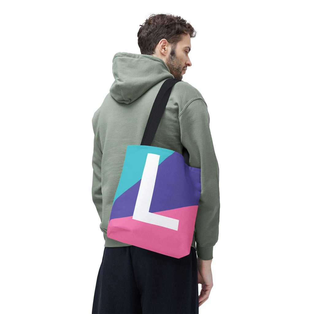 Monogram 'L' Colorblock Tote Bag — Personalized Initial L Shoulder Tote