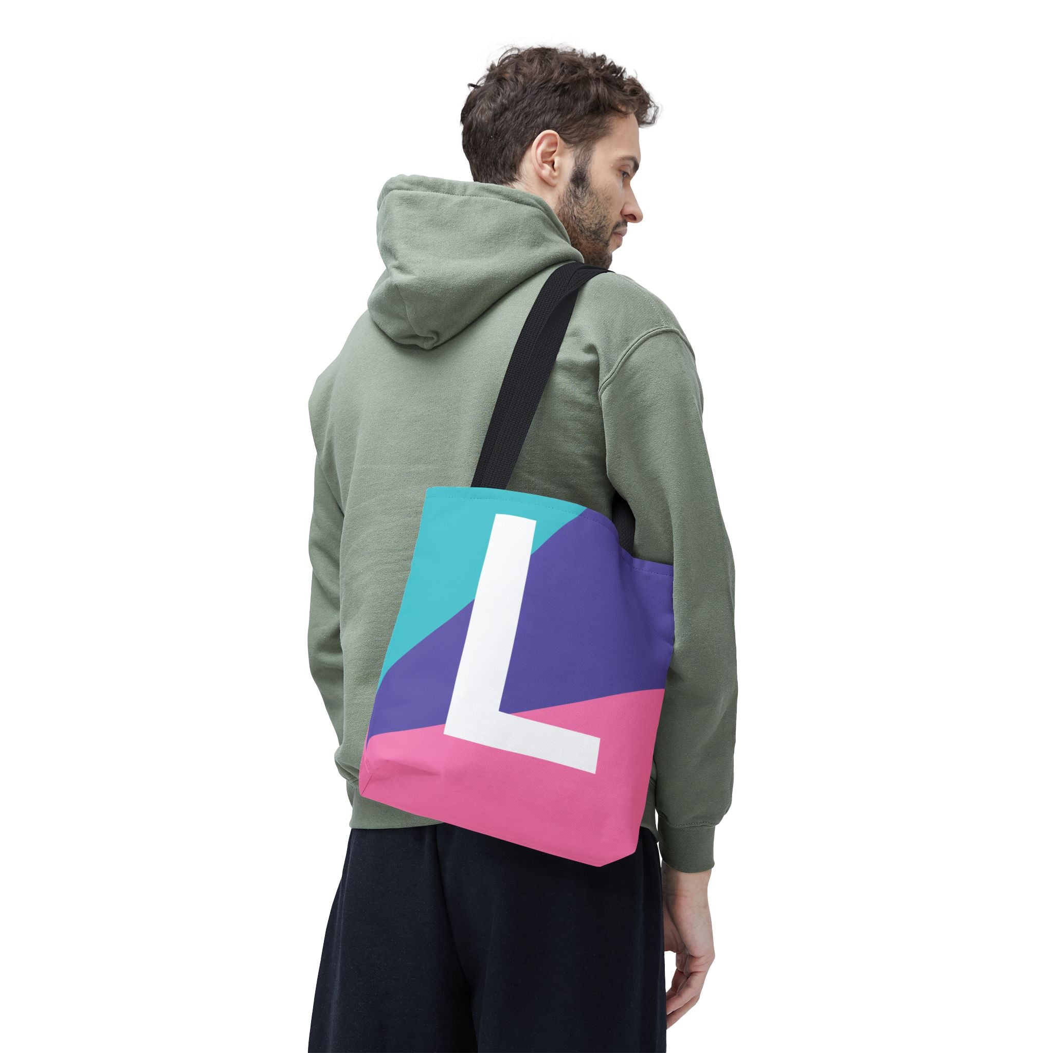 Monogram 'L' Colorblock Tote Bag — Personalized Initial L Shoulder Tote