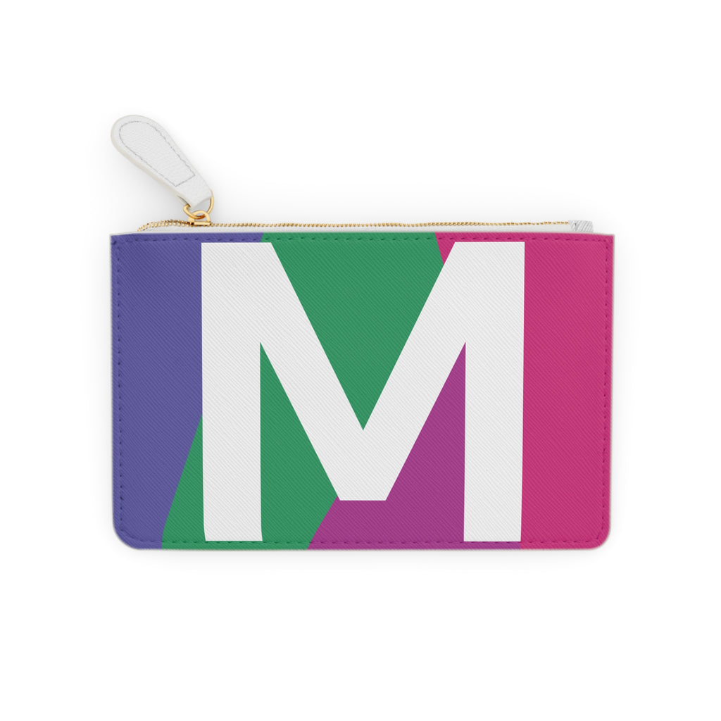 Initial M Mini Clutch — Colorblock Monogram Wristlet Wallet