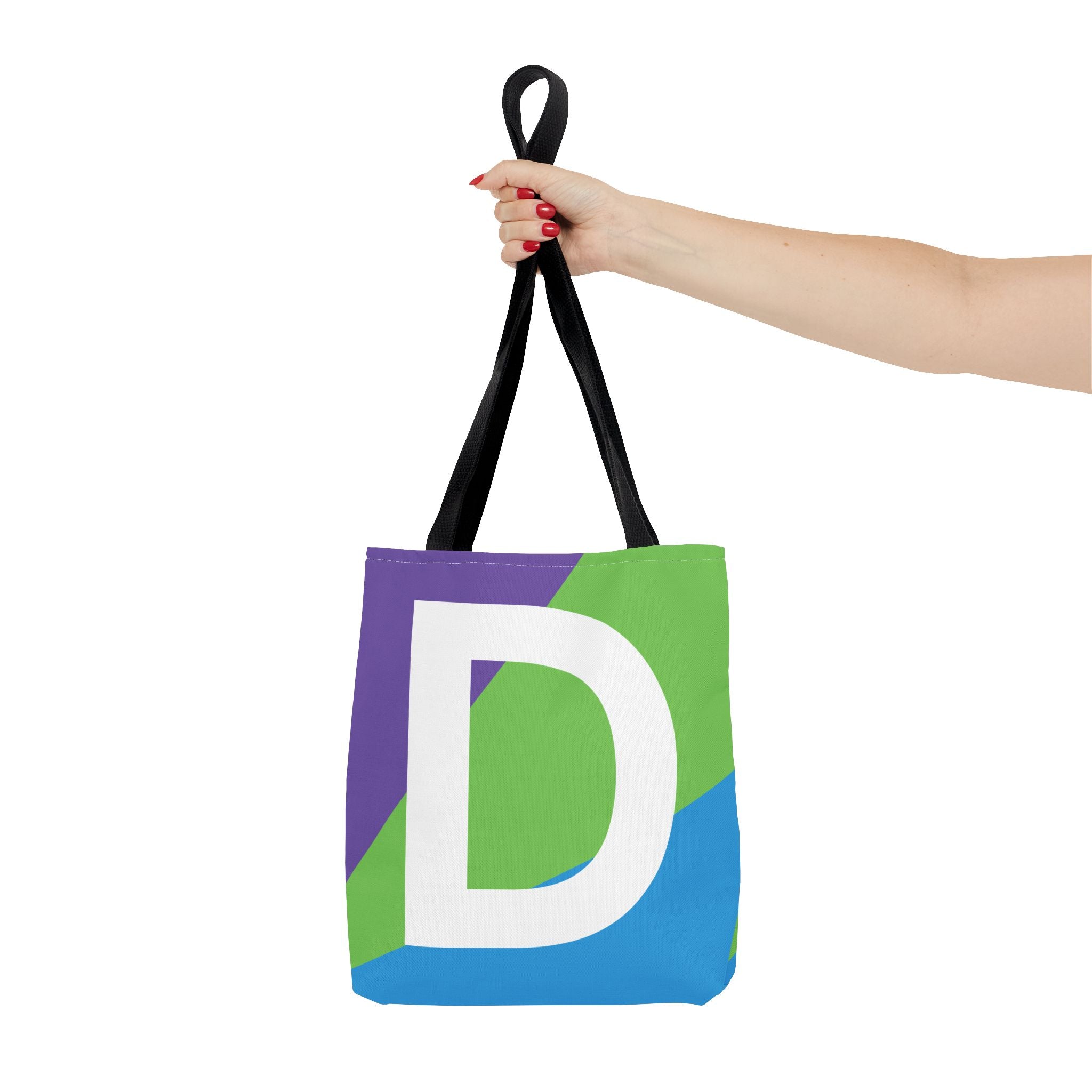 Monogram 'D' Colorblock Tote Bag — Personalized Initial D Shoulder Tote