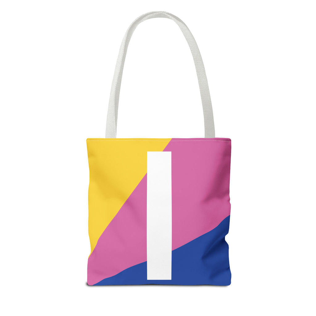 Monogram 'I' Colorblock Tote Bag — Personalized Initial I Shoulder Tote