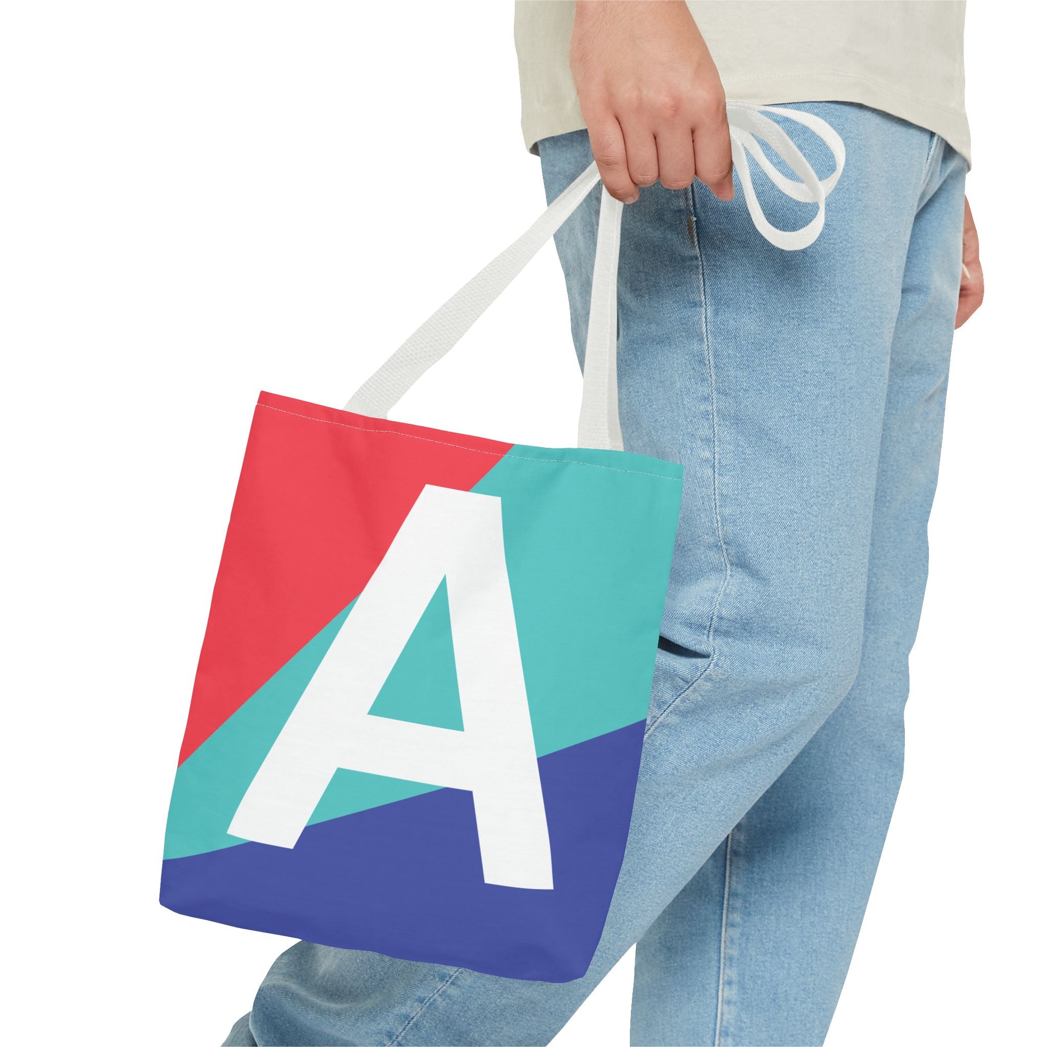 Monogram 'A' Colorblock Tote Bag — Personalized Initial A Shoulder Tote