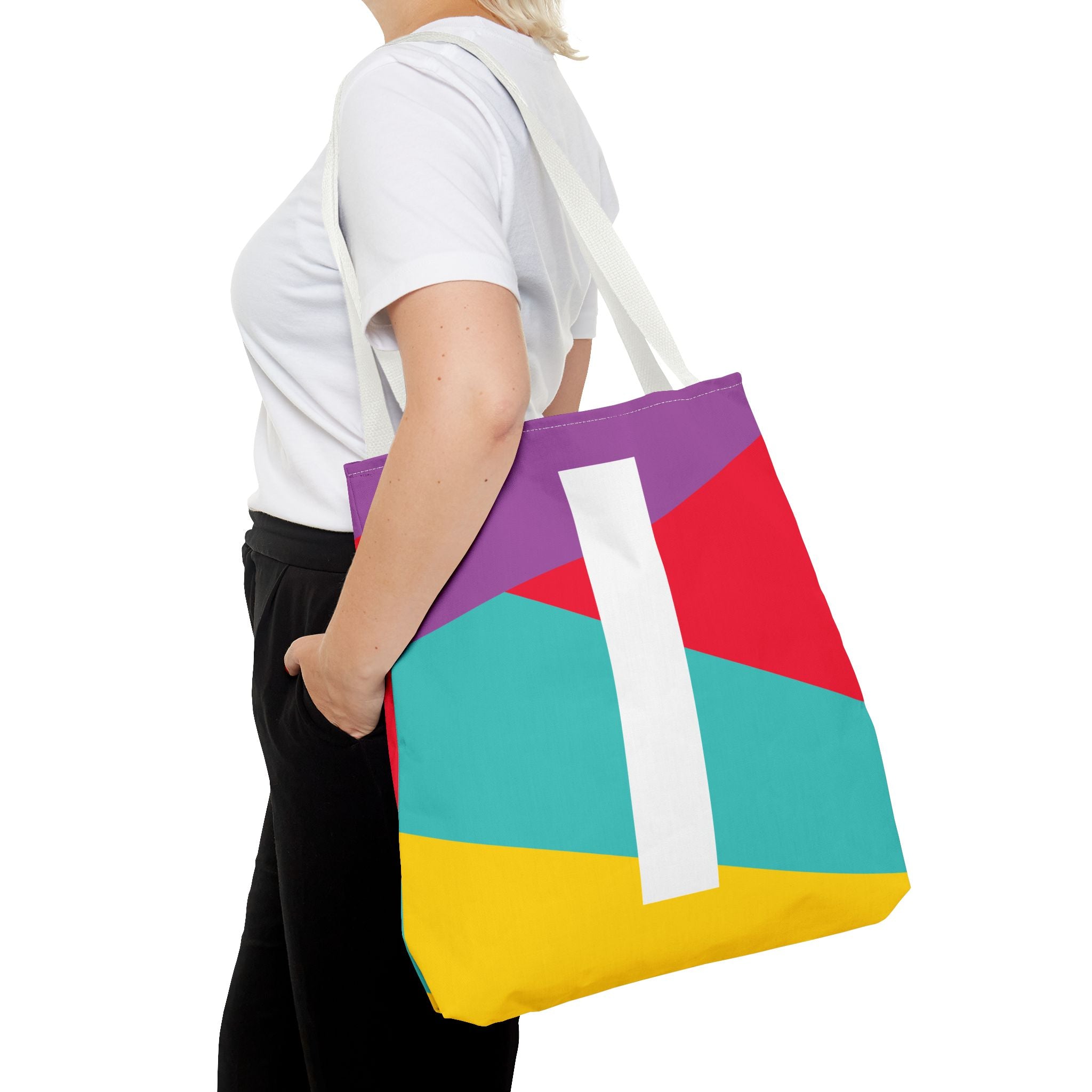 Monogram 'I' Colorblock Tote Bag — Personalized Initial I Shoulder Tote