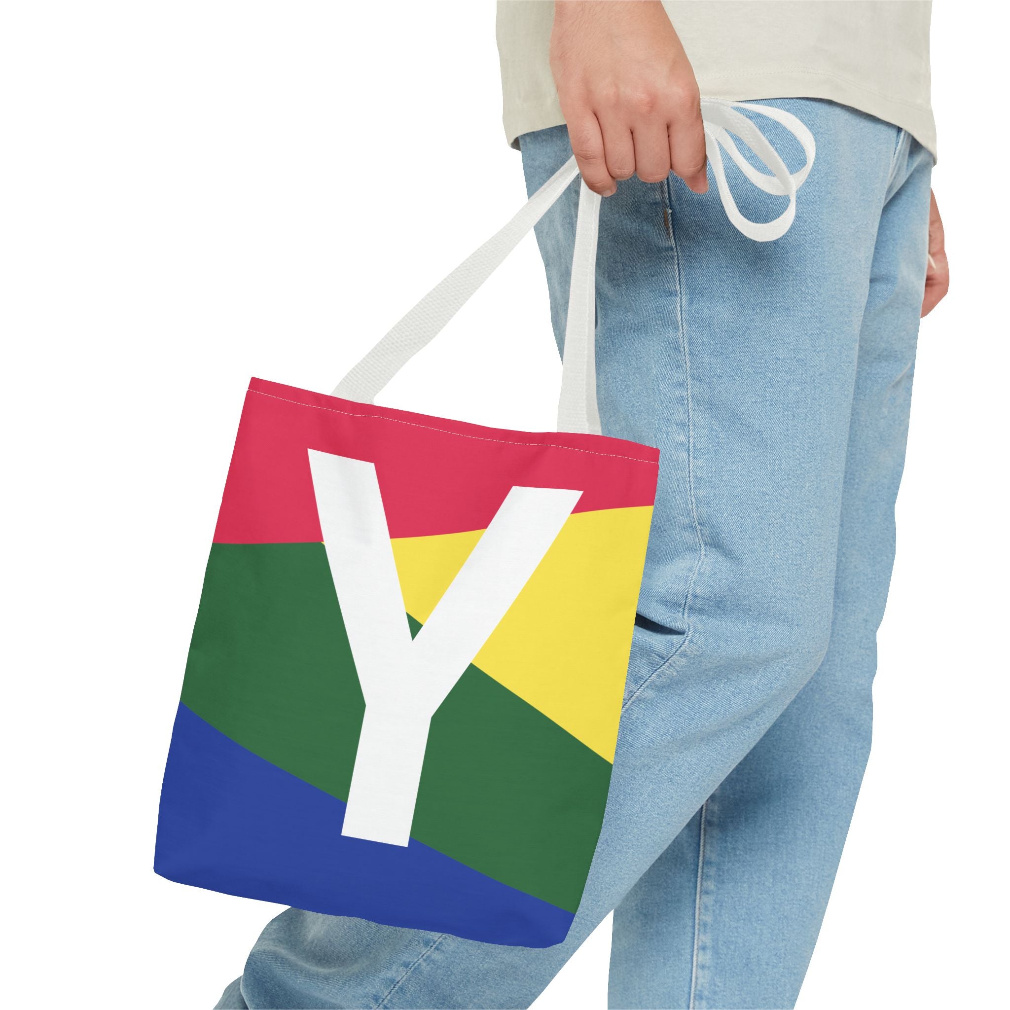 Monogram 'Y' Colorblock Tote Bag — Personalized Initial Y Shoulder Tote