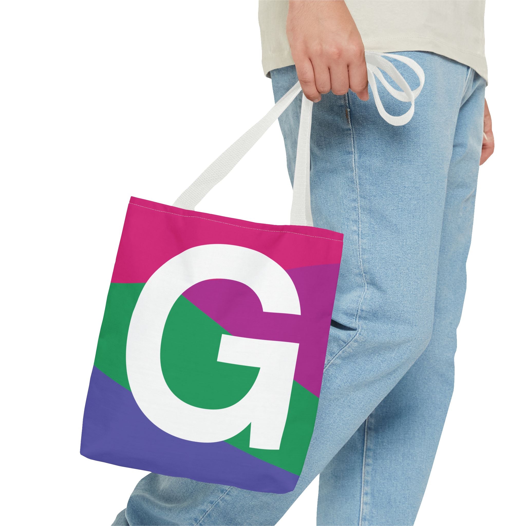 Monogram 'G' Colorblock Tote Bag — Personalized Initial G Shoulder Tote