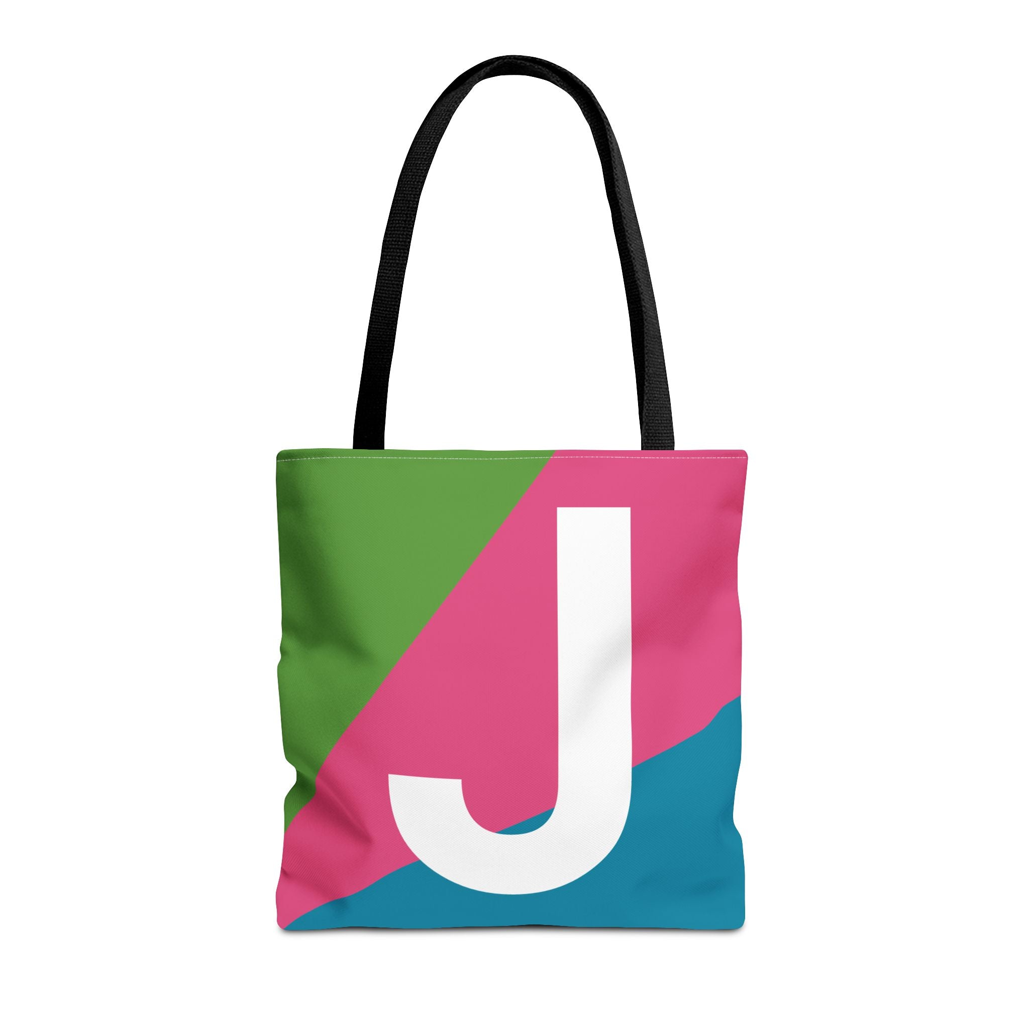 Monogram 'J' Colorblock Tote Bag — Personalized Initial J Shoulder Tote