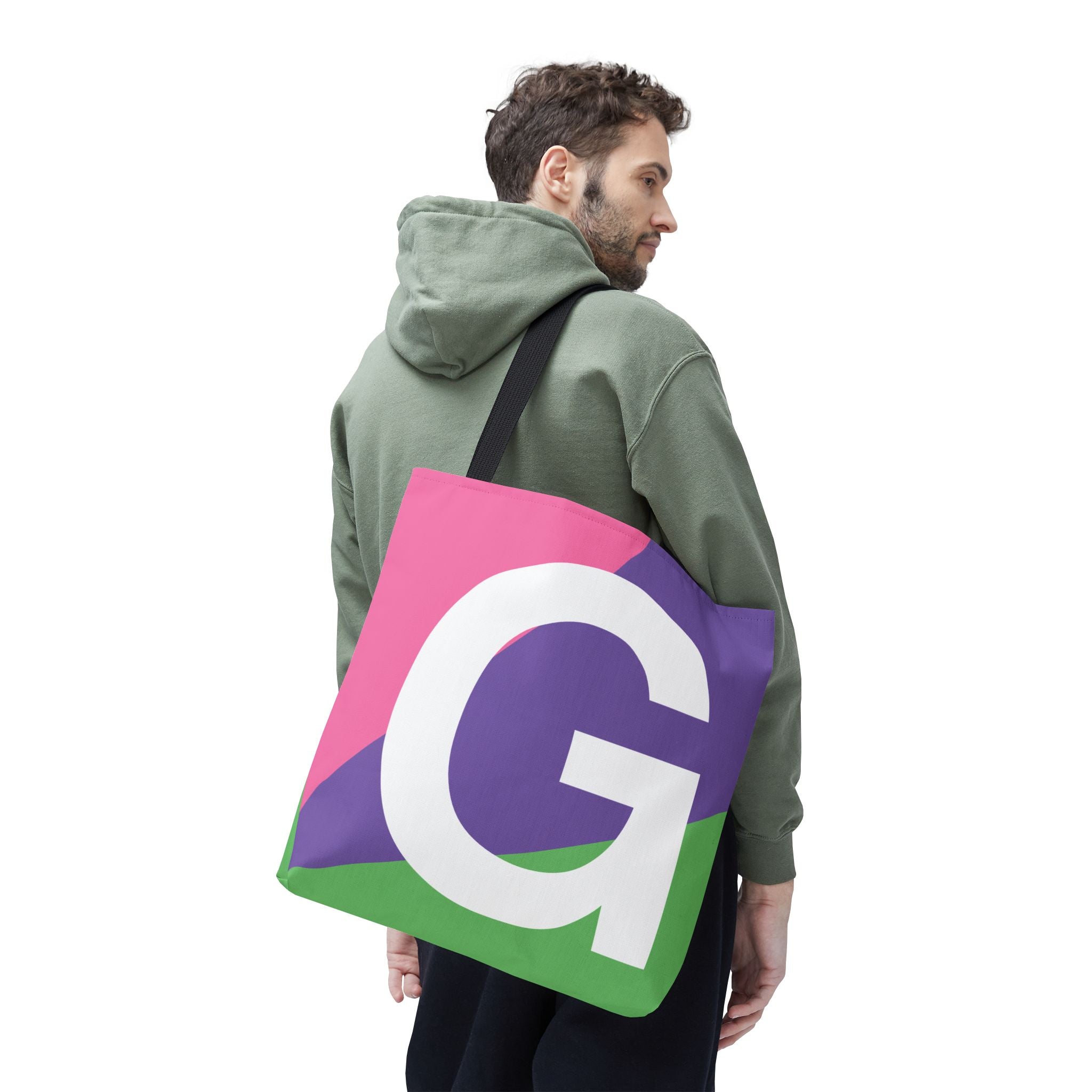 Monogram 'G' Colorblock Tote Bag — Personalized Initial G Shoulder Tote