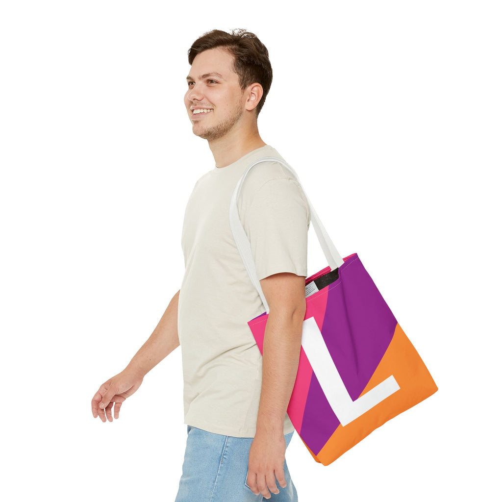 Monogram 'L' Colorblock Tote Bag — Personalized Initial L Shoulder Tote