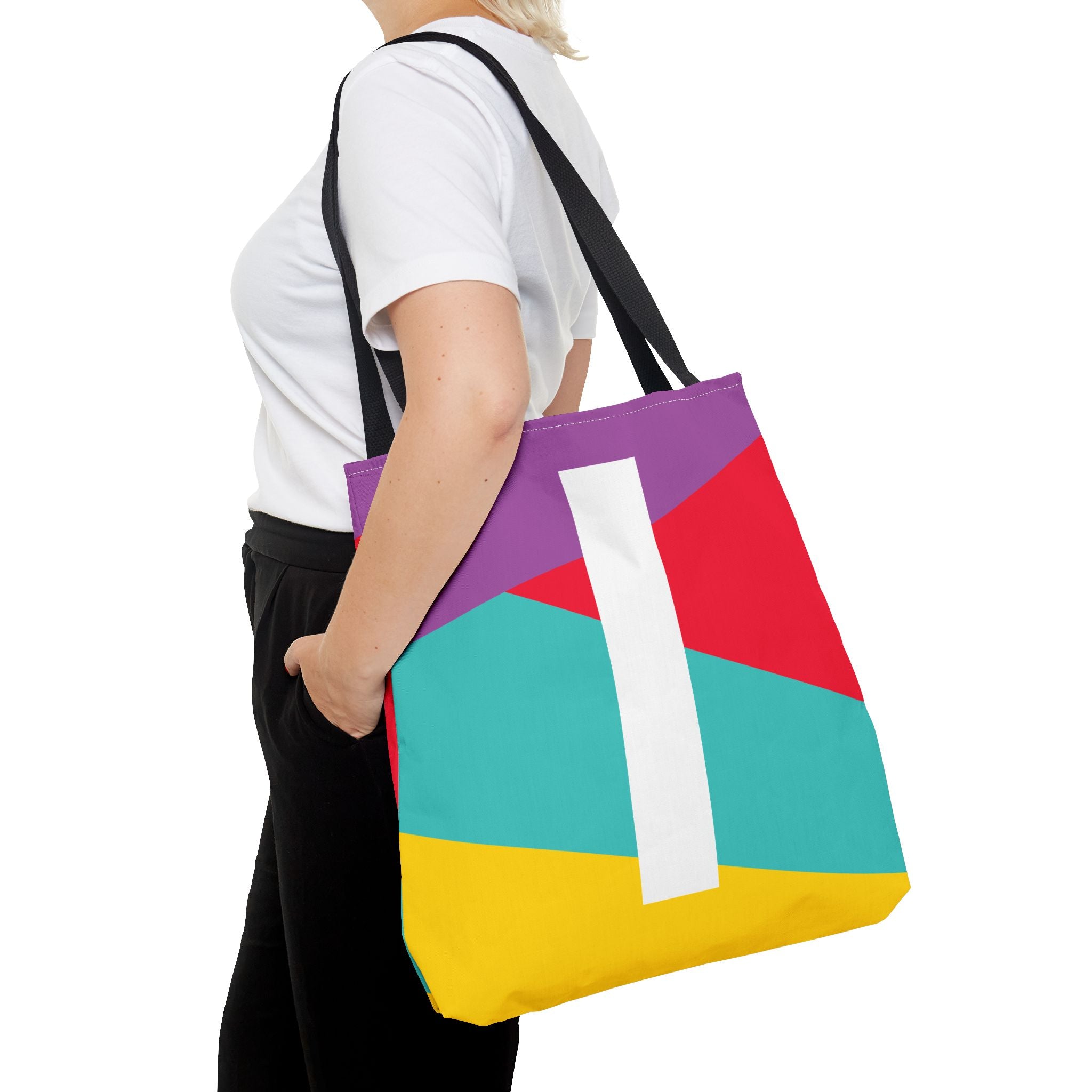 Monogram 'I' Colorblock Tote Bag — Personalized Initial I Shoulder Tote