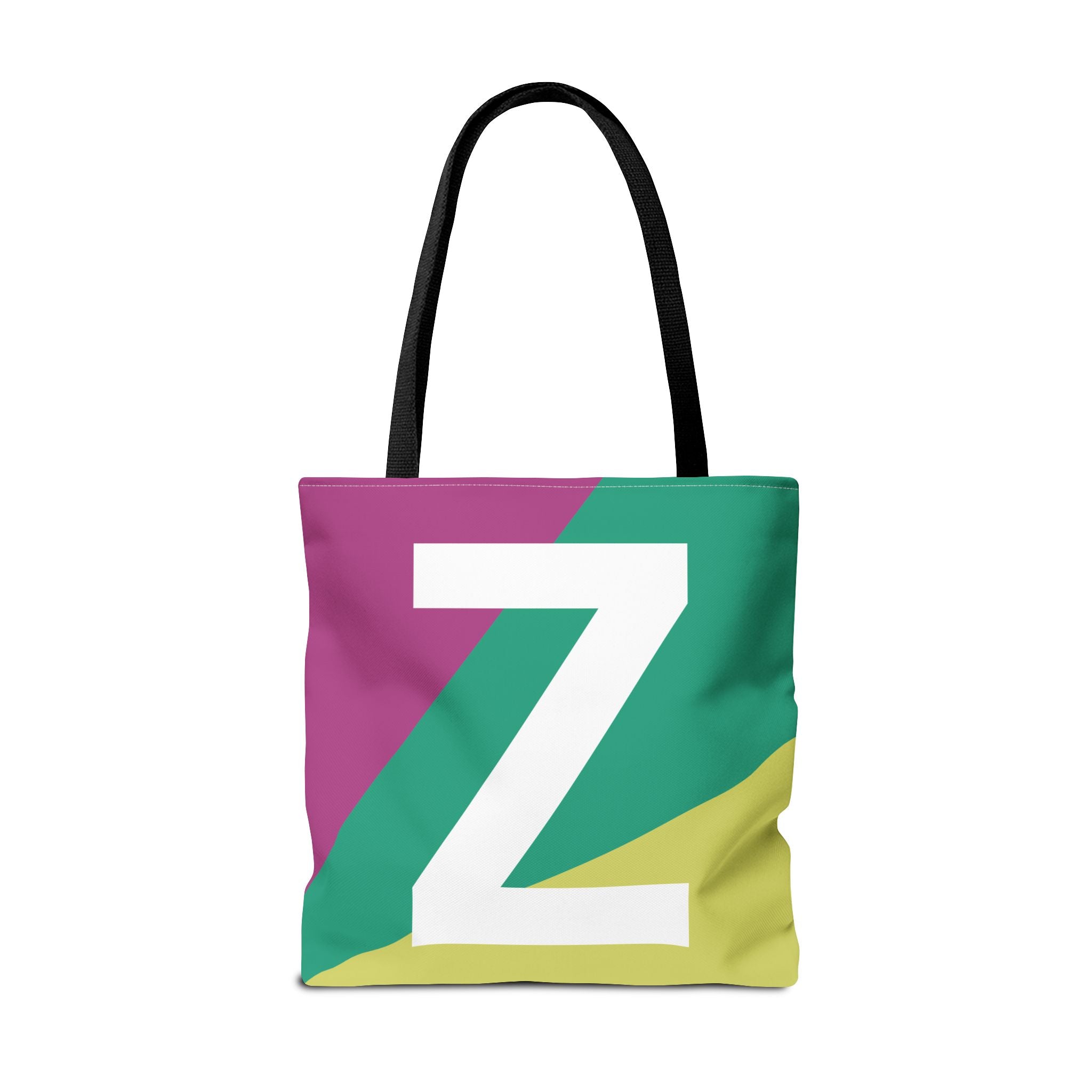 Monogram 'Z' Colorblock Tote Bag — Personalized Initial Z Shoulder Tote