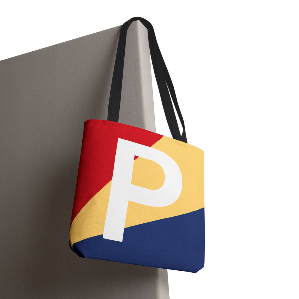 Monogram 'P' Colorblock Tote Bag — Personalized Initial P Shoulder Tote