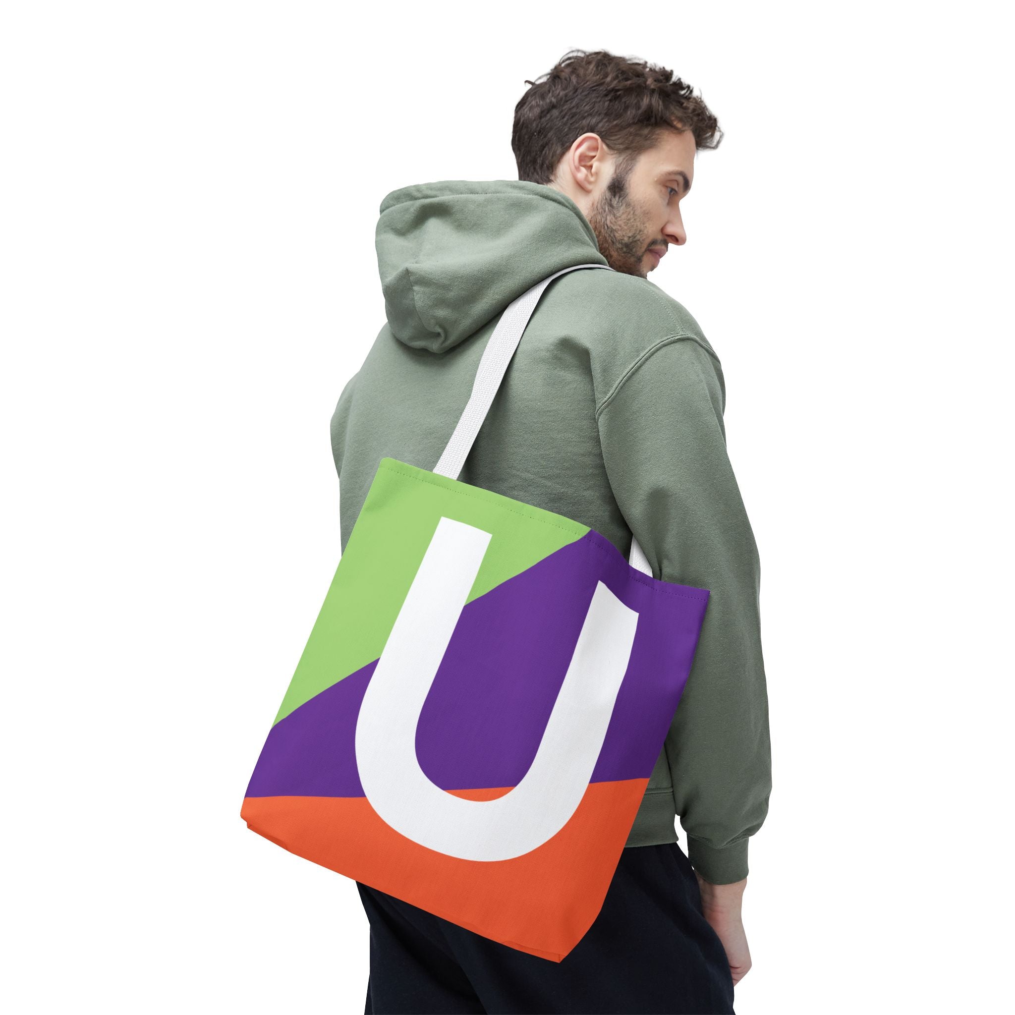 Monogram 'U' Colorblock Tote Bag — Personalized Initial U Shoulder Tote