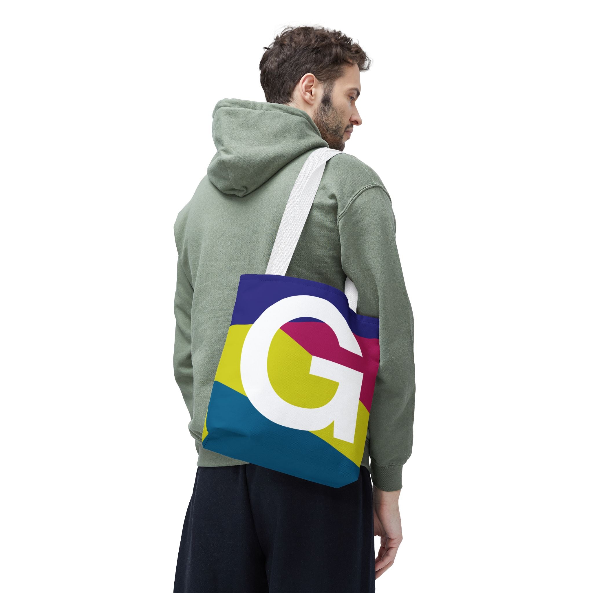 Monogram 'G' Colorblock Tote Bag — Personalized Initial G Shoulder Tote