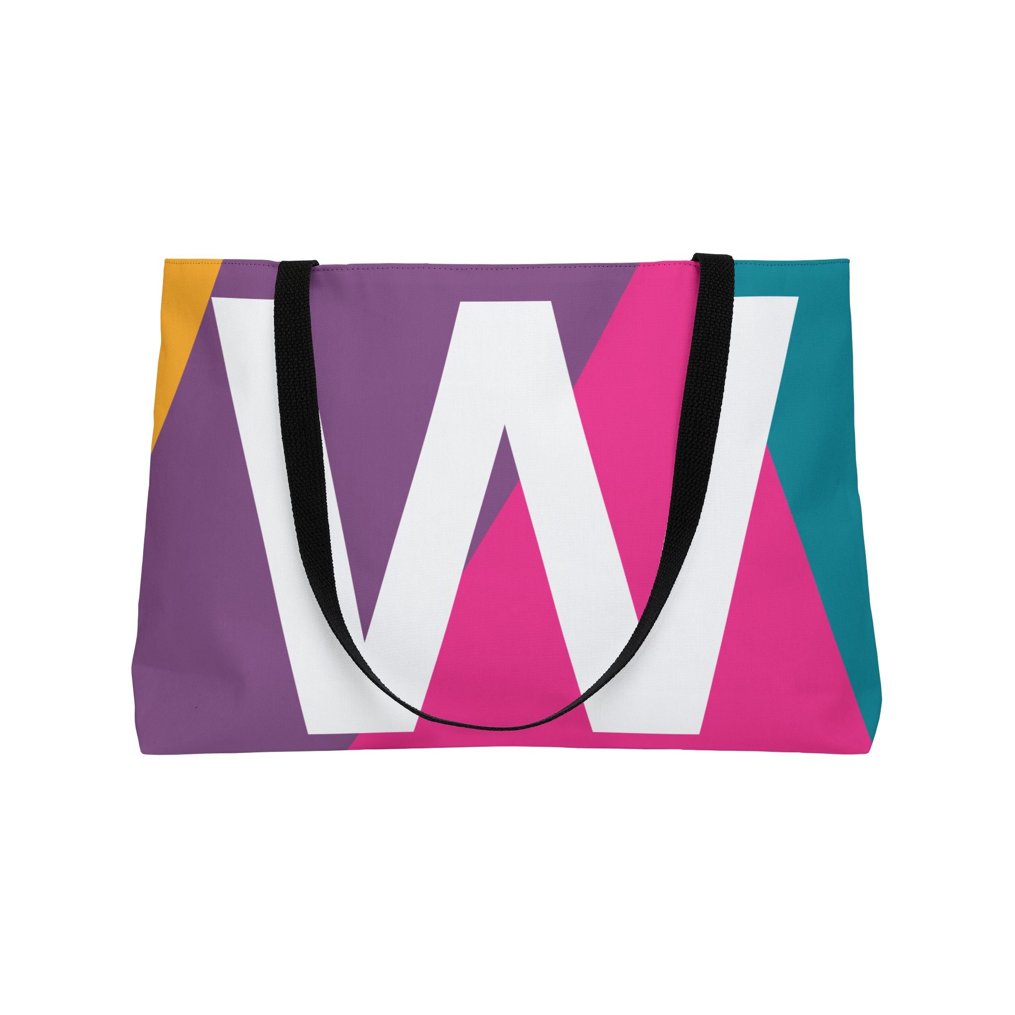 Personalized 'W' Colorblock Tote Bag — Monogram Weekender Tote
