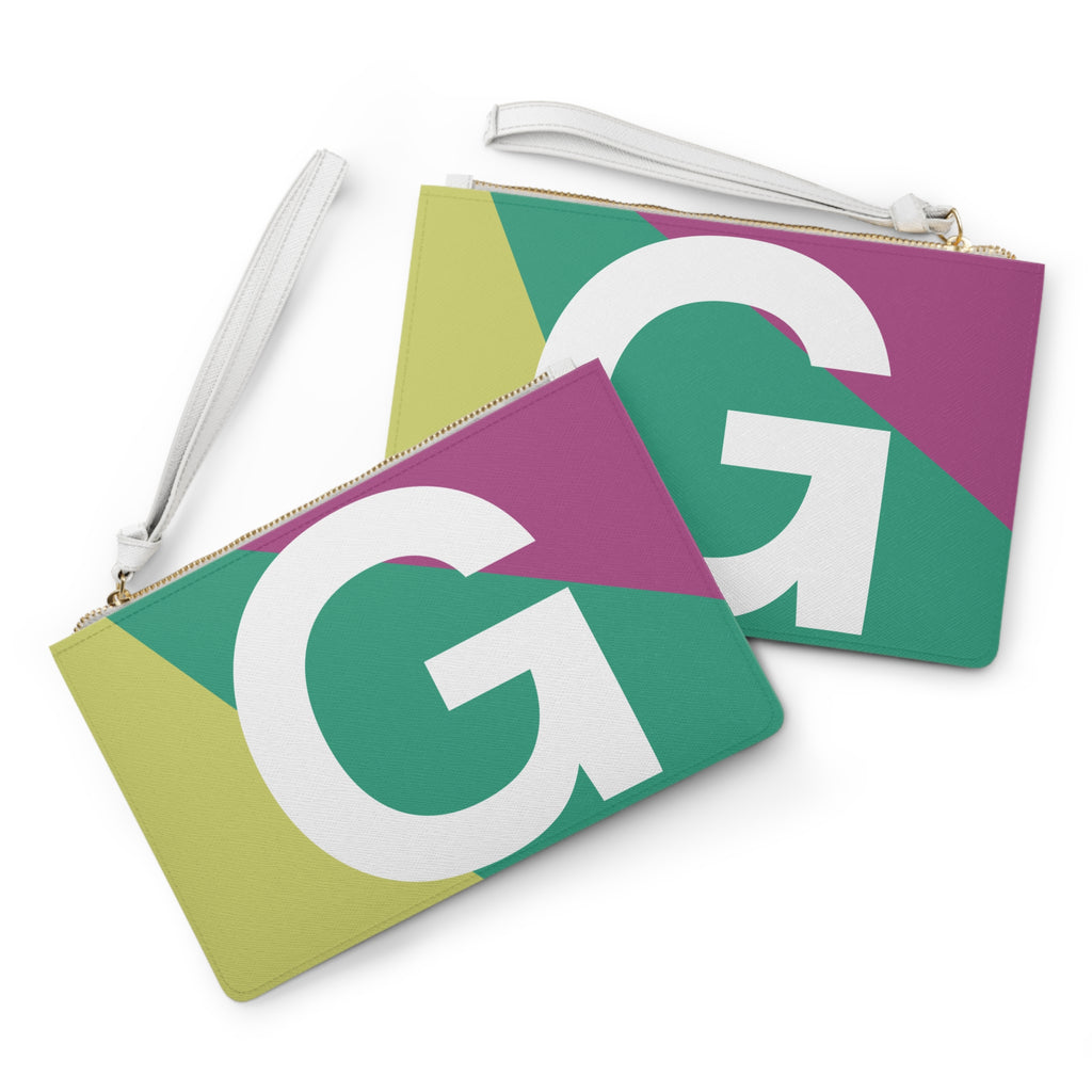 Monogram 'G' Colorblock Clutch Bag — Bold Geometric Wristlet for Everyday & Gifts