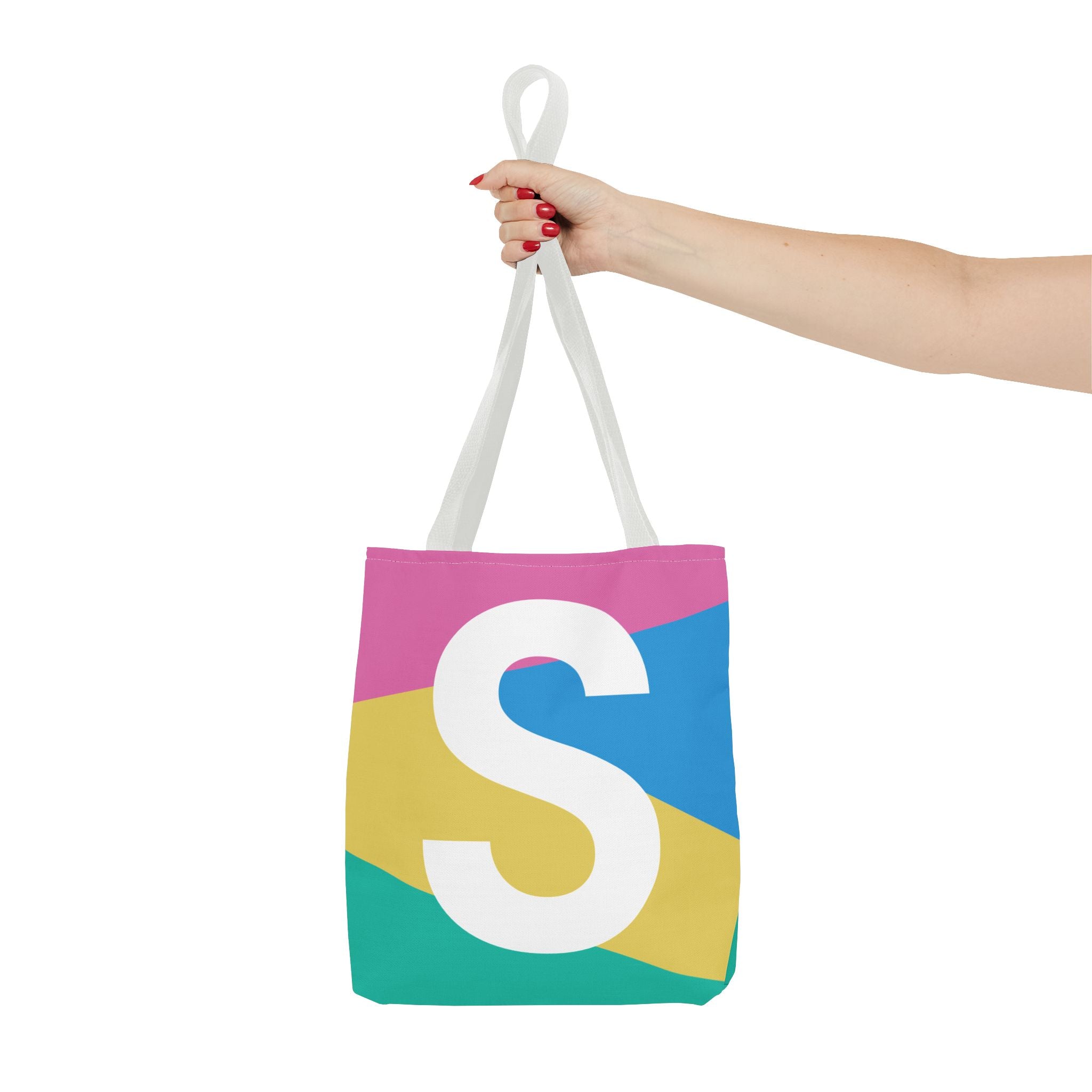 Monogram 'S' Colorblock Tote Bag — Personalized Initial S Shoulder Tote
