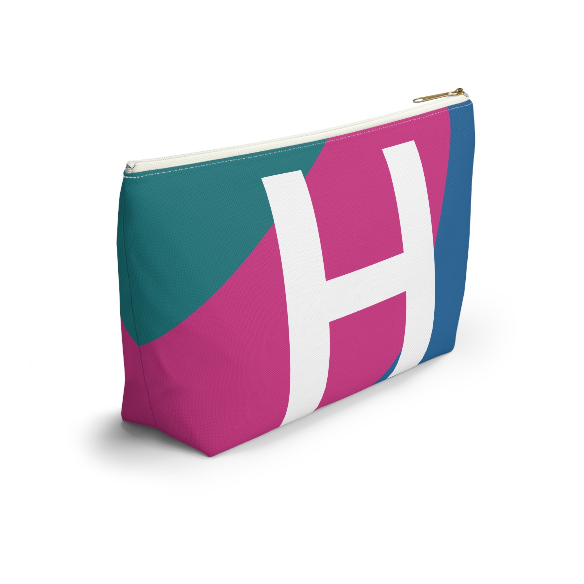 Initials Colorblock Accessory Pouch — Monogram H T-Bottom Cosmetic Bag