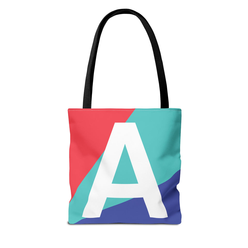 Monogram 'A' Colorblock Tote Bag — Personalized Initial A Shoulder Tote