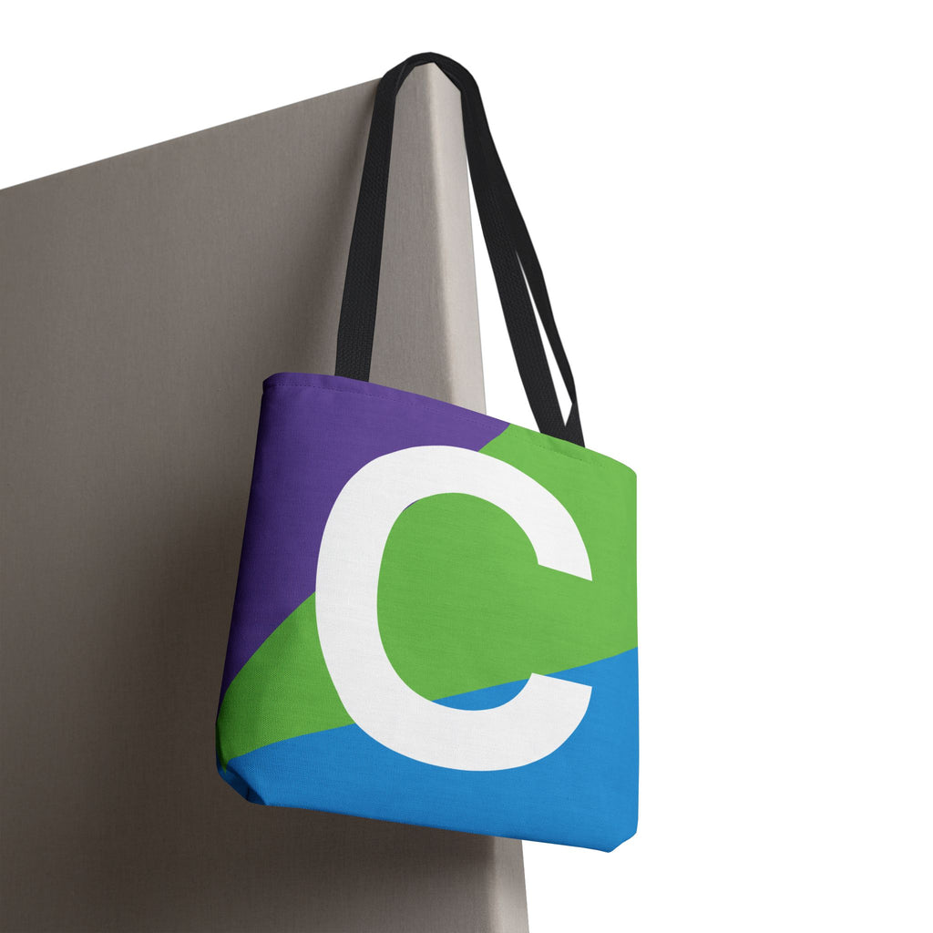 Monogram 'C' Colorblock Tote Bag — Personalized Initial C Shoulder Tote