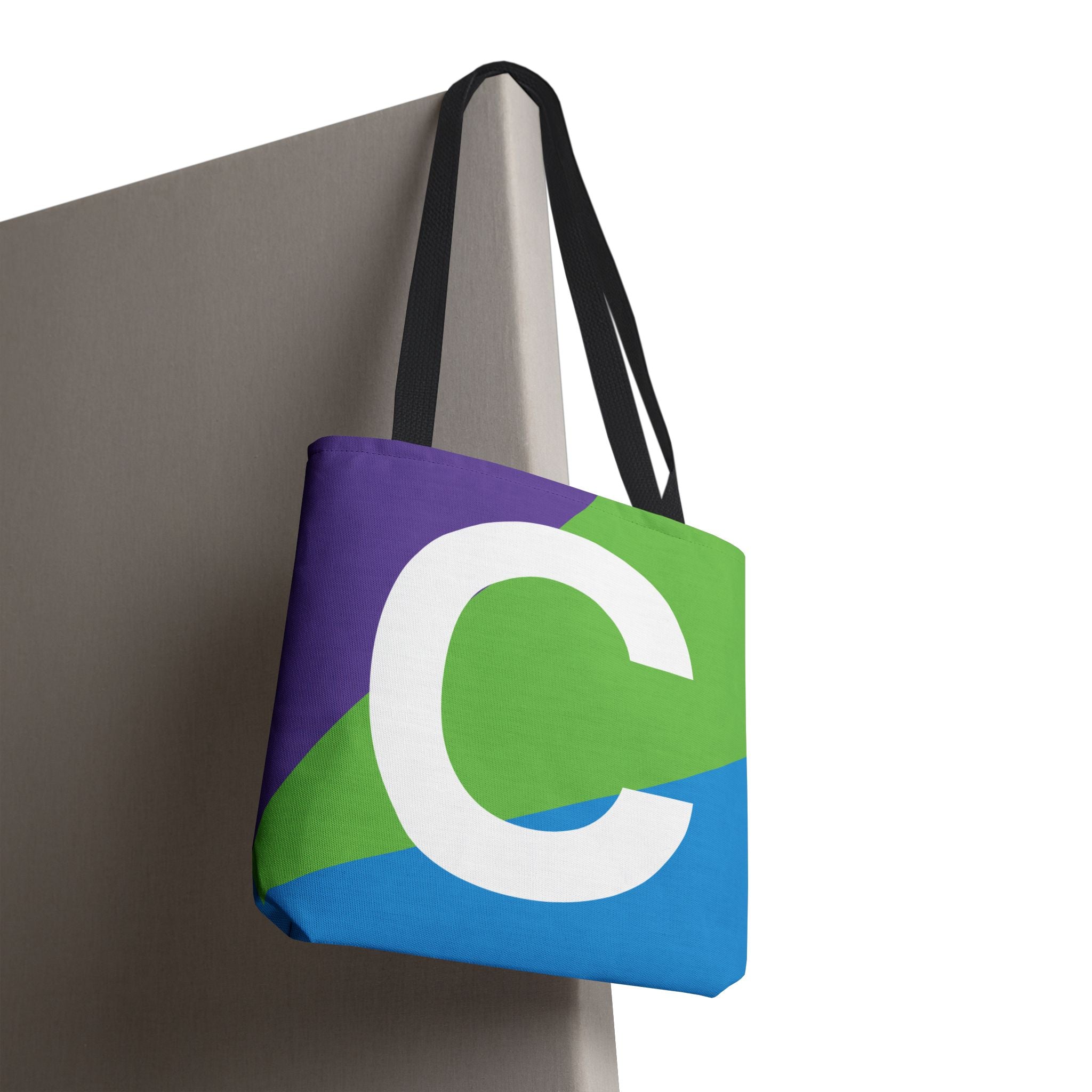 Monogram 'C' Colorblock Tote Bag — Personalized Initial C Shoulder Tote