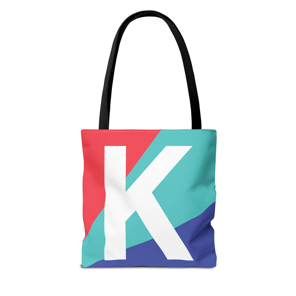 Monogram 'K' Colorblock Tote Bag — Personalized Initial K Shoulder Tote