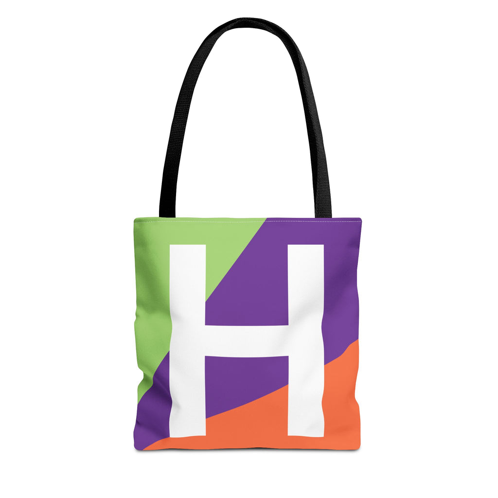 Monogram 'H' Colorblock Tote Bag — Personalized Initial H Shoulder Tote
