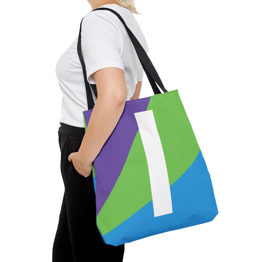 Monogram 'I' Colorblock Tote Bag — Personalized Initial I Shoulder Tote
