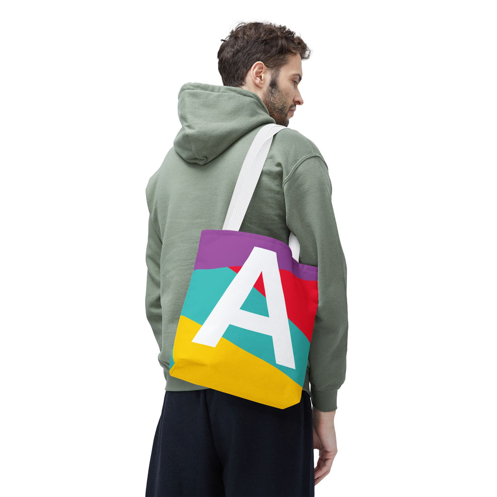Monogram 'A' Colorblock Tote Bag — Personalized Initial A Shoulder Tote