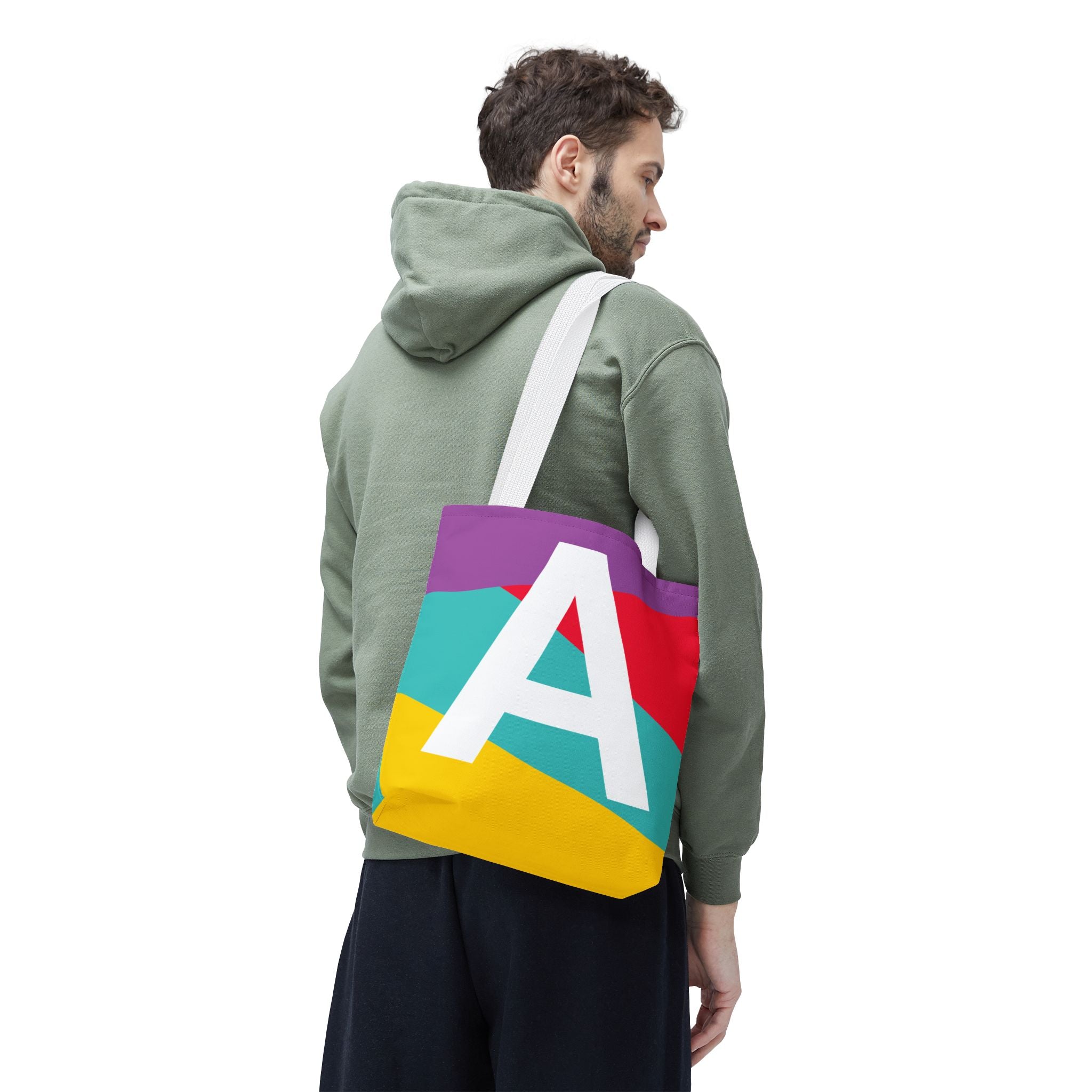 Monogram 'A' Colorblock Tote Bag — Personalized Initial A Shoulder Tote