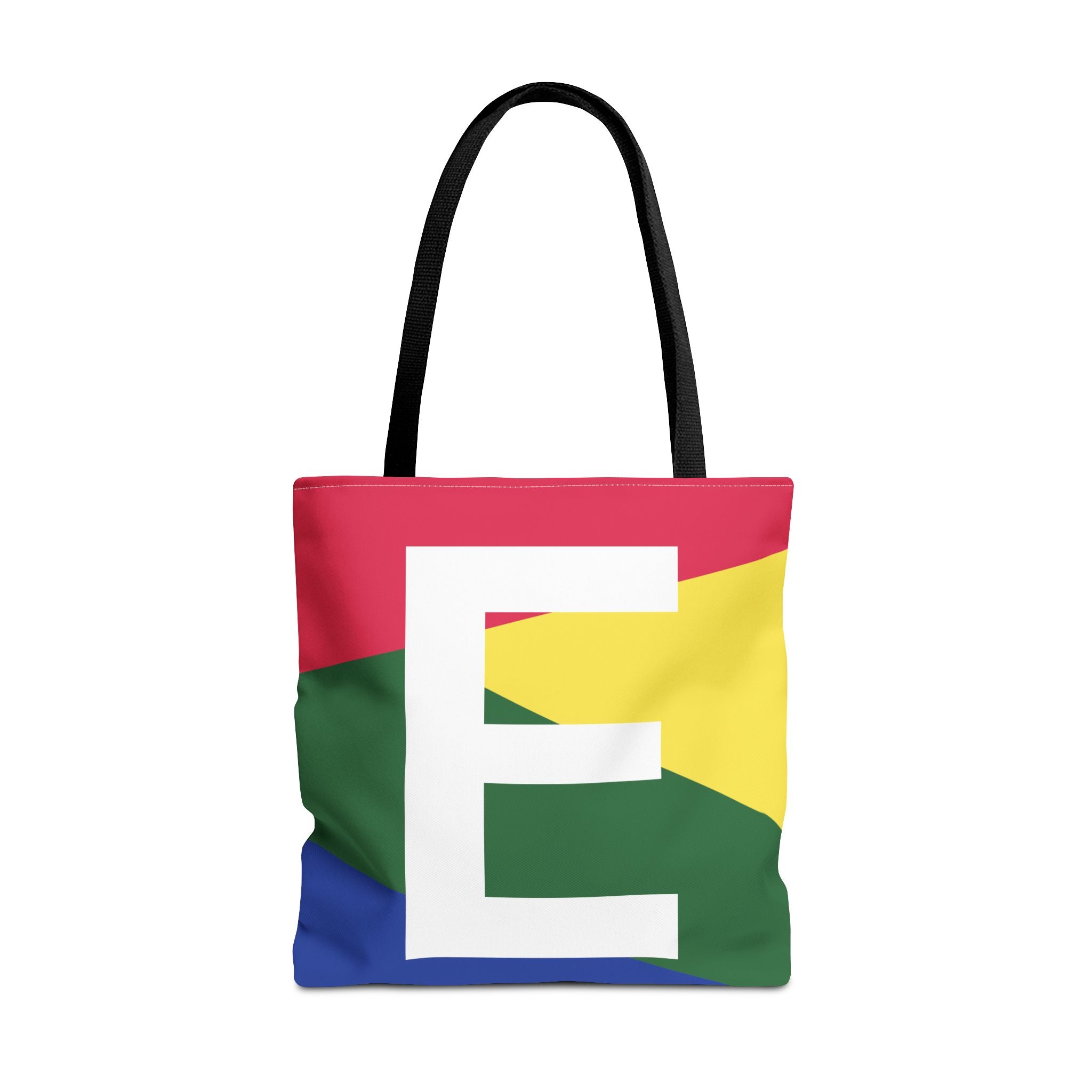 Monogram 'E' Colorblock Tote Bag — Personalized Initial E Shoulder Tote