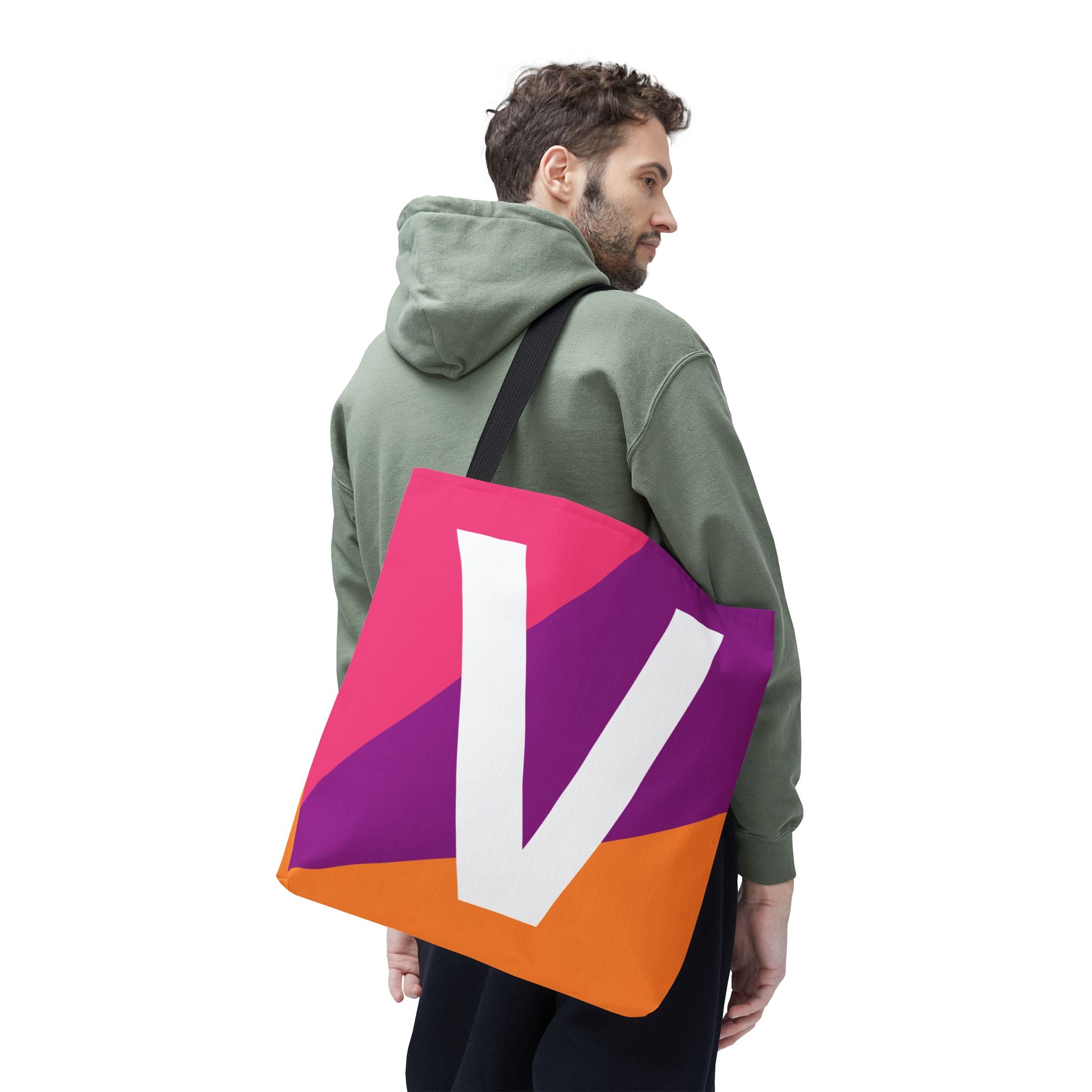 Monogram 'V' Colorblock Tote Bag — Personalized Initial V Shoulder Tote