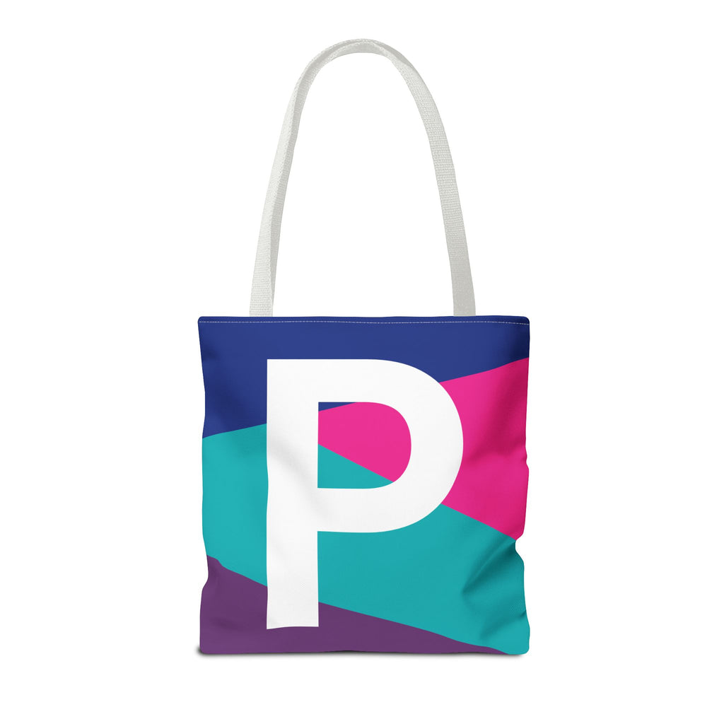 Monogram 'P' Colorblock Tote Bag — Personalized Initial P Shoulder Tote