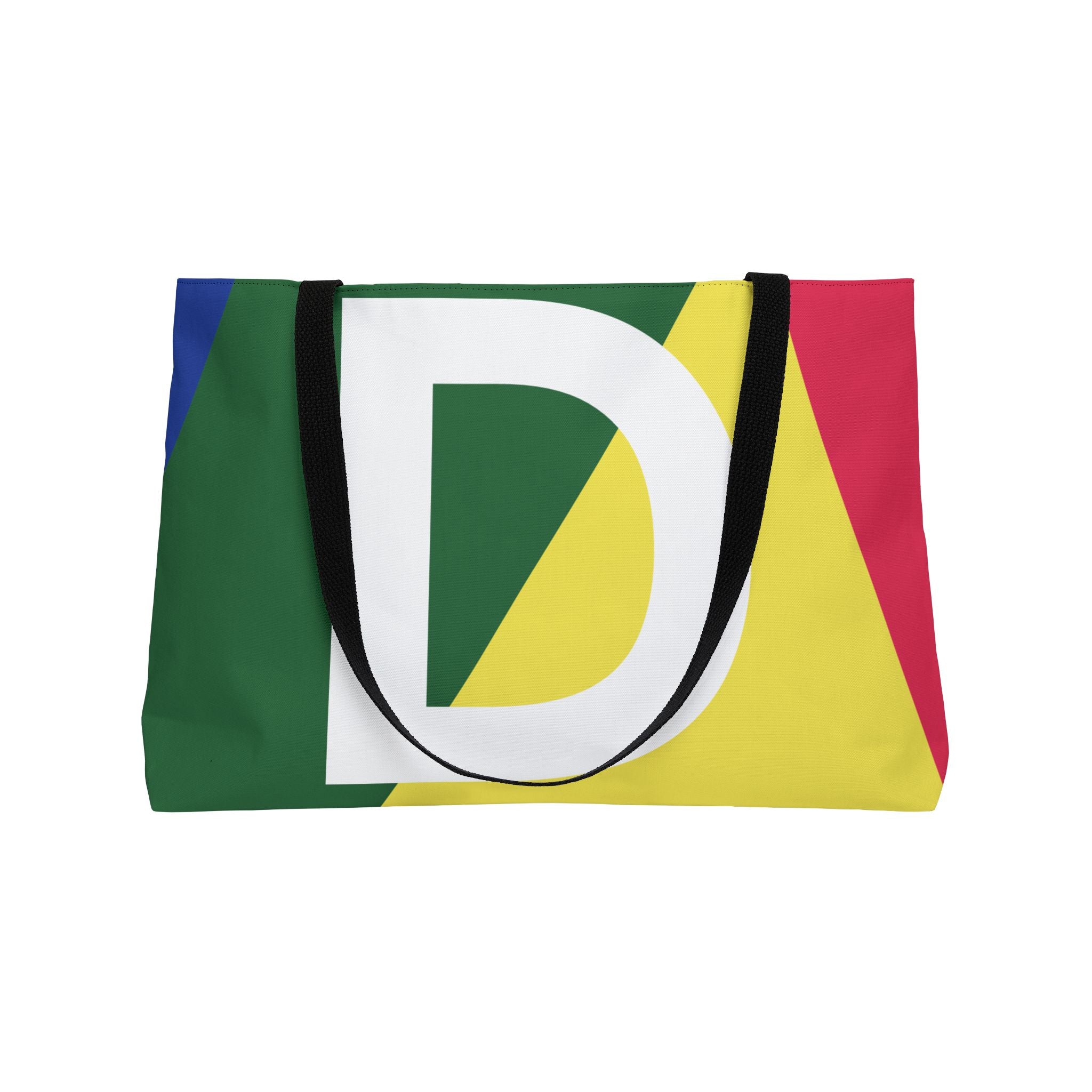 Personalized 'D' Colorblock Tote Bag — Monogram Weekender Tote