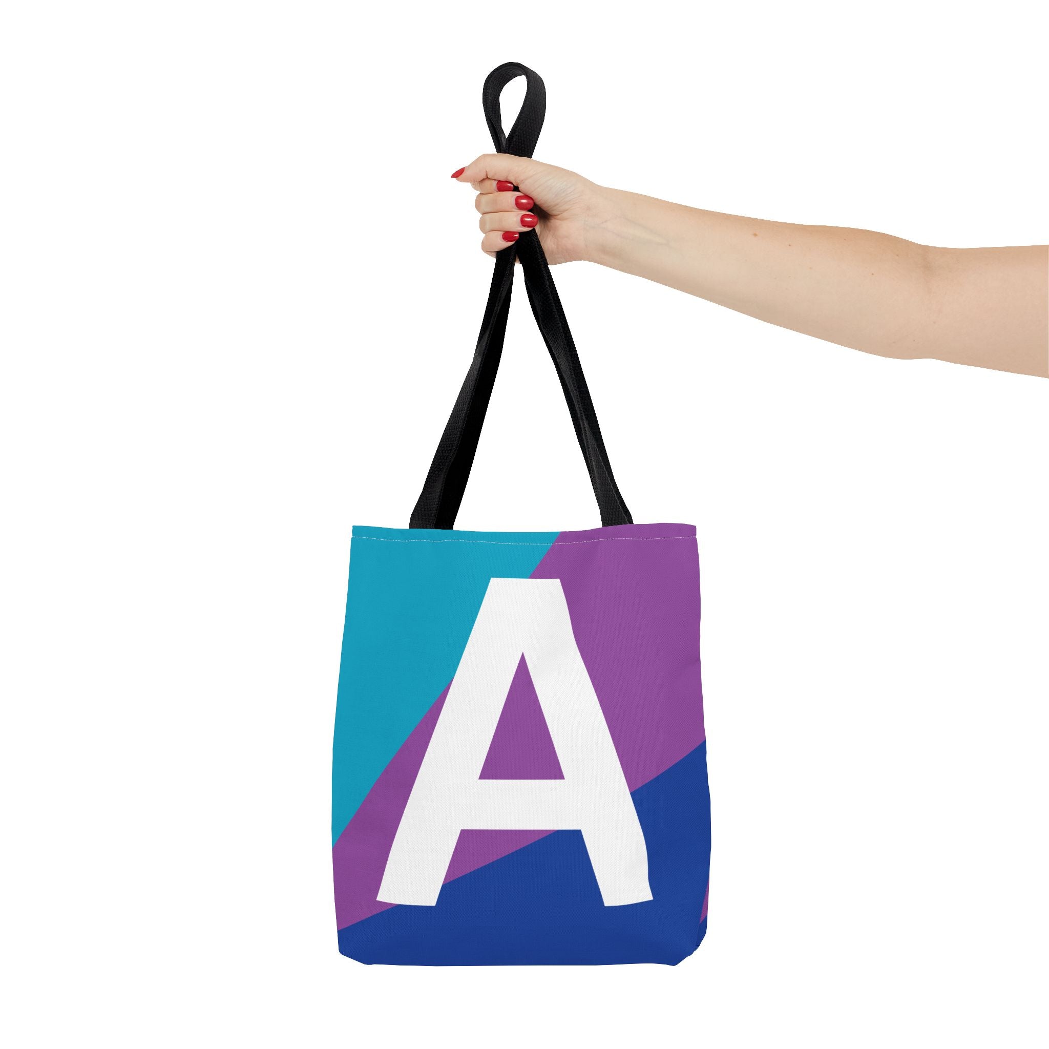 Monogram 'A' Colorblock Tote Bag — Personalized Initial A Shoulder Tote
