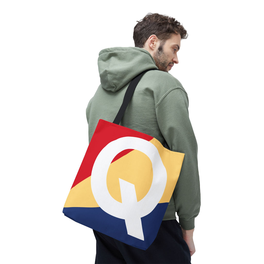Monogram 'Q' Colorblock Tote Bag — Personalized Initial Q Shoulder Tote